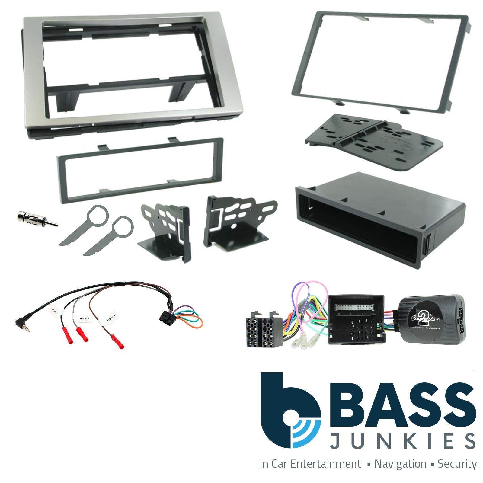 Connects 2 CTKFD22 - Ford Fiesta 2005 - 2008  Single Din or Double Din Facia & Steering wheel Interface Fitting Installation Kit (Silver Facia Panel)