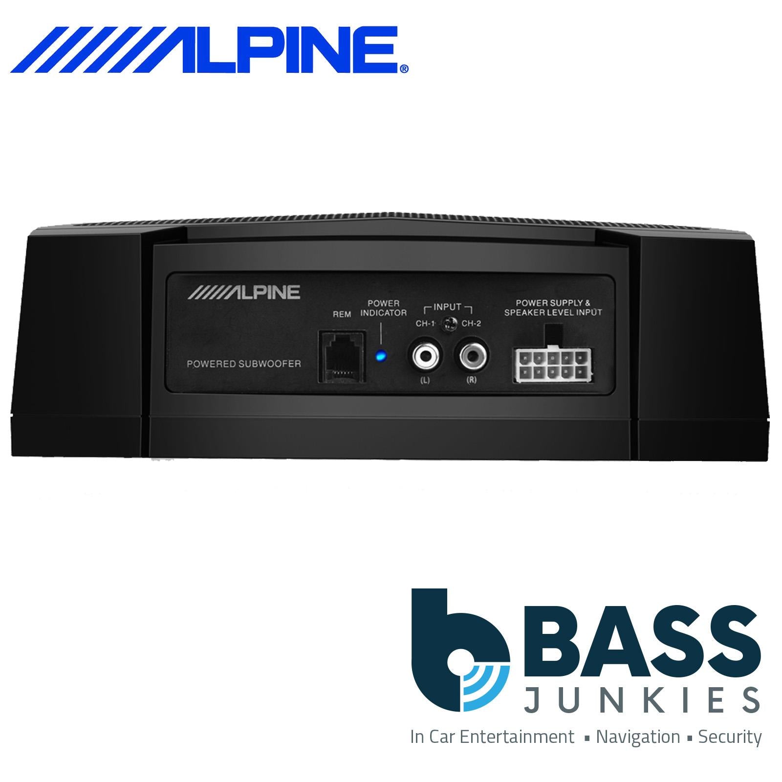 Alpine PWE-V80 - 20cm 8" 150 Watts Powered Car Sub Subwoofer Underseat Bass Box & Wired Remote