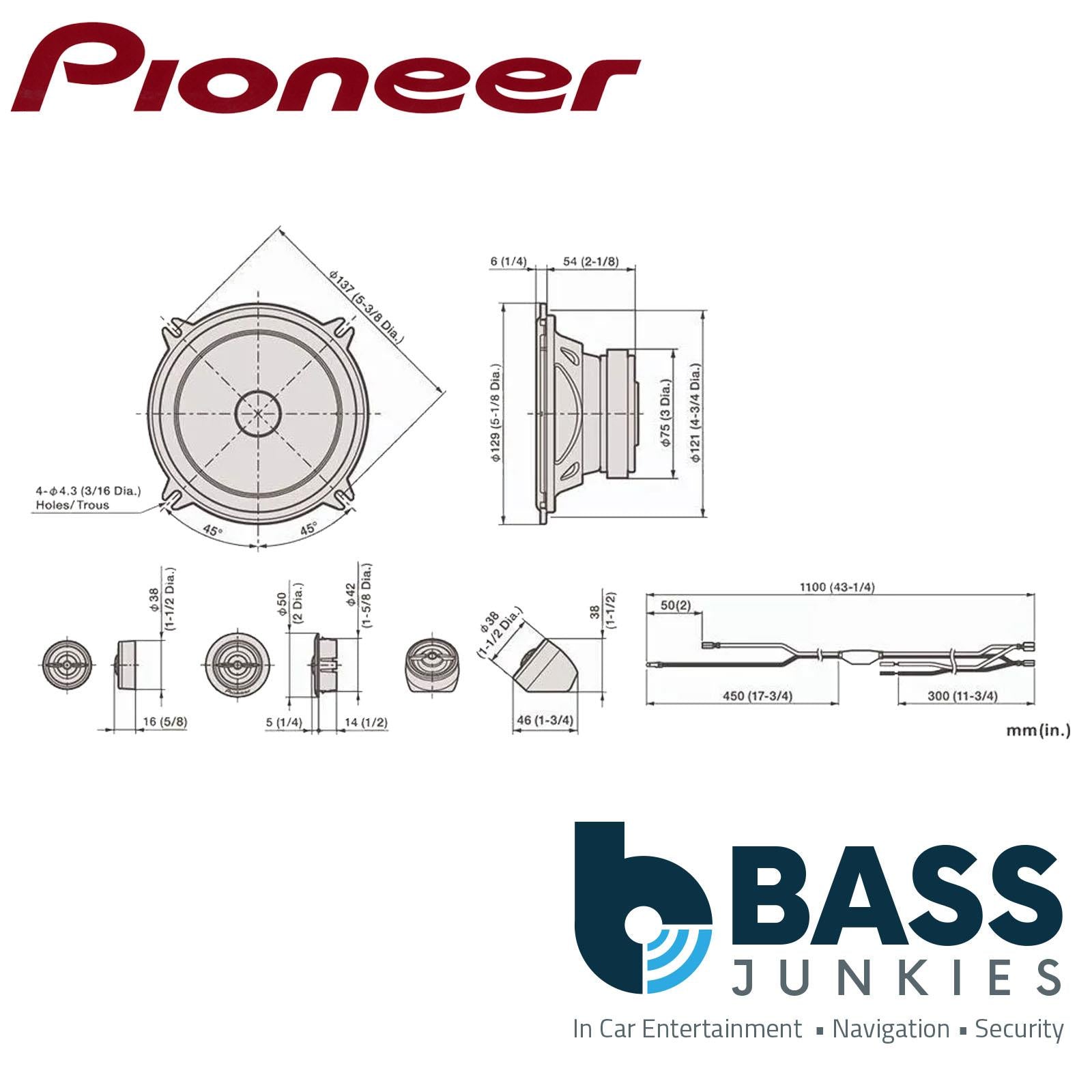 Pioneer TS-A1301C 5.25 Inch 2-Way 4Ohm 300W Max Power Car Audio Coaxial Speakers