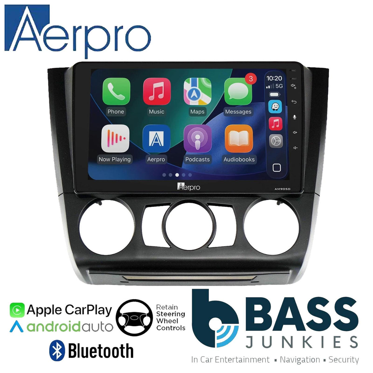 Aerpro 9" DAB CarPlay Android Car Stereo Kit For BMW 1 Series Manual AC 08-12