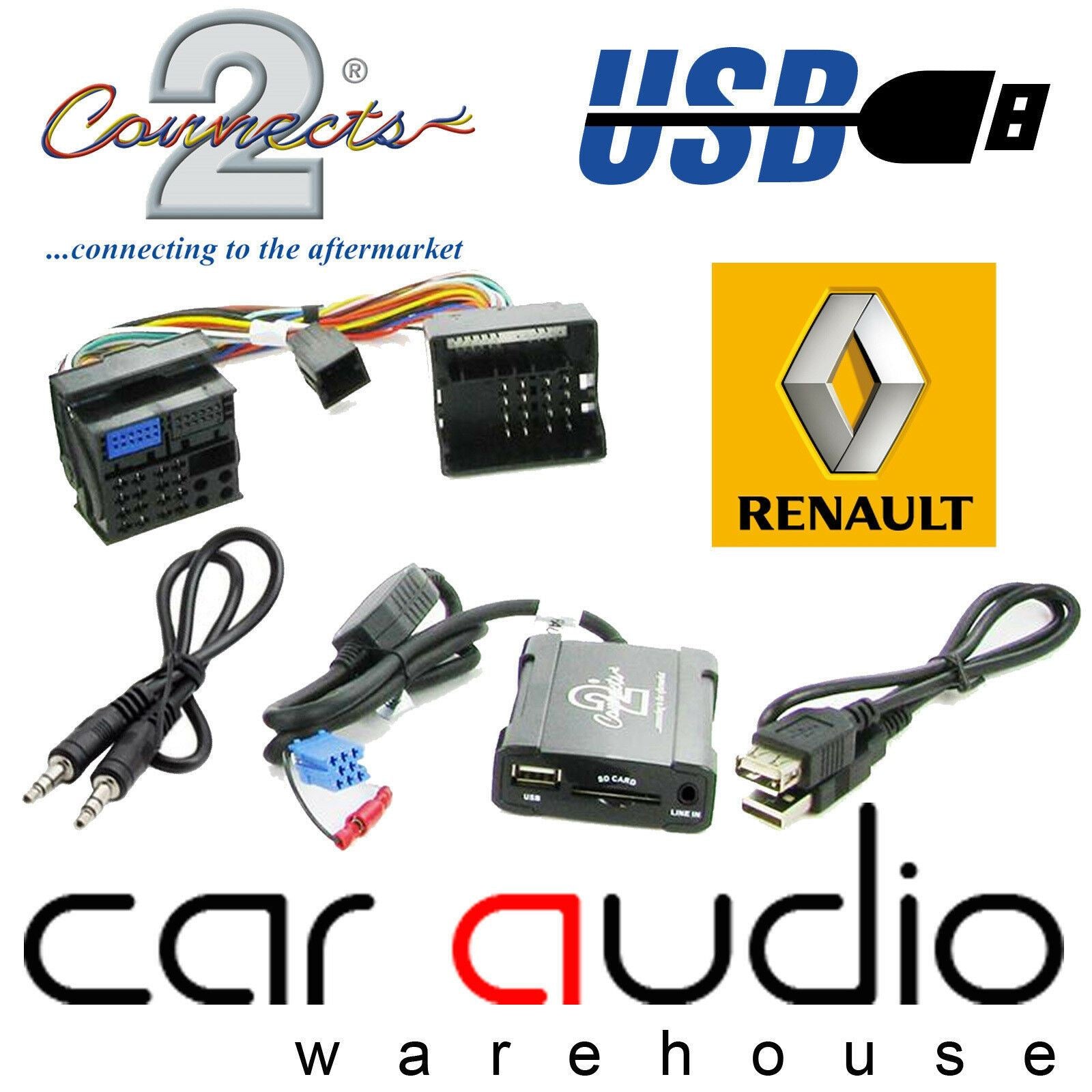 Connects2 CTARNUSB005 Renault Clio Megane Laguna Scenic Car USB SD AUX Interface Adapter