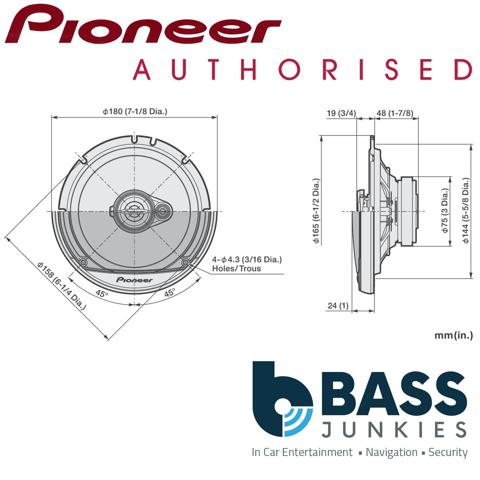 Pioneer 6.5" 2 Way 640 Watts Rear Door Car Speakers For Peugeot 308 2013 - 2021