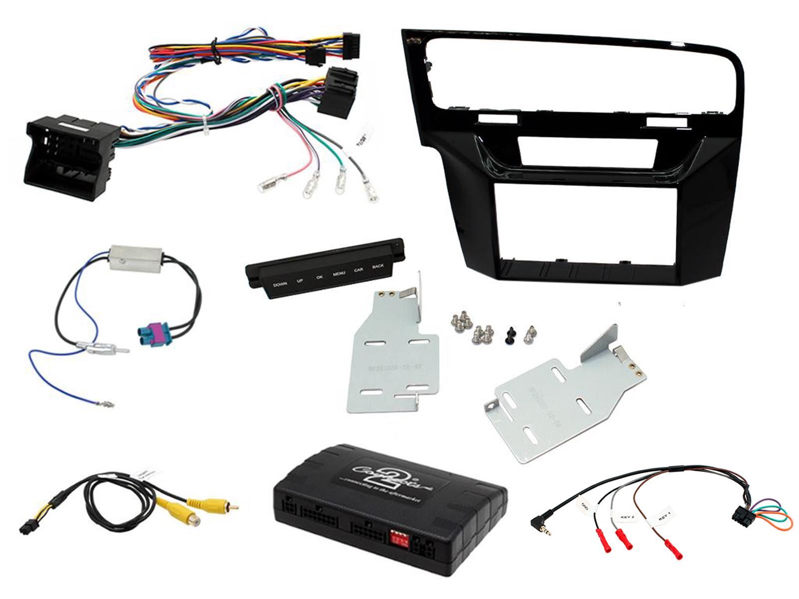 Grundig 6.8" Apple Android Double Din Stereo Fitting Kit + Steering Wheel Stalk Controls to fit VW Golf 2012-18