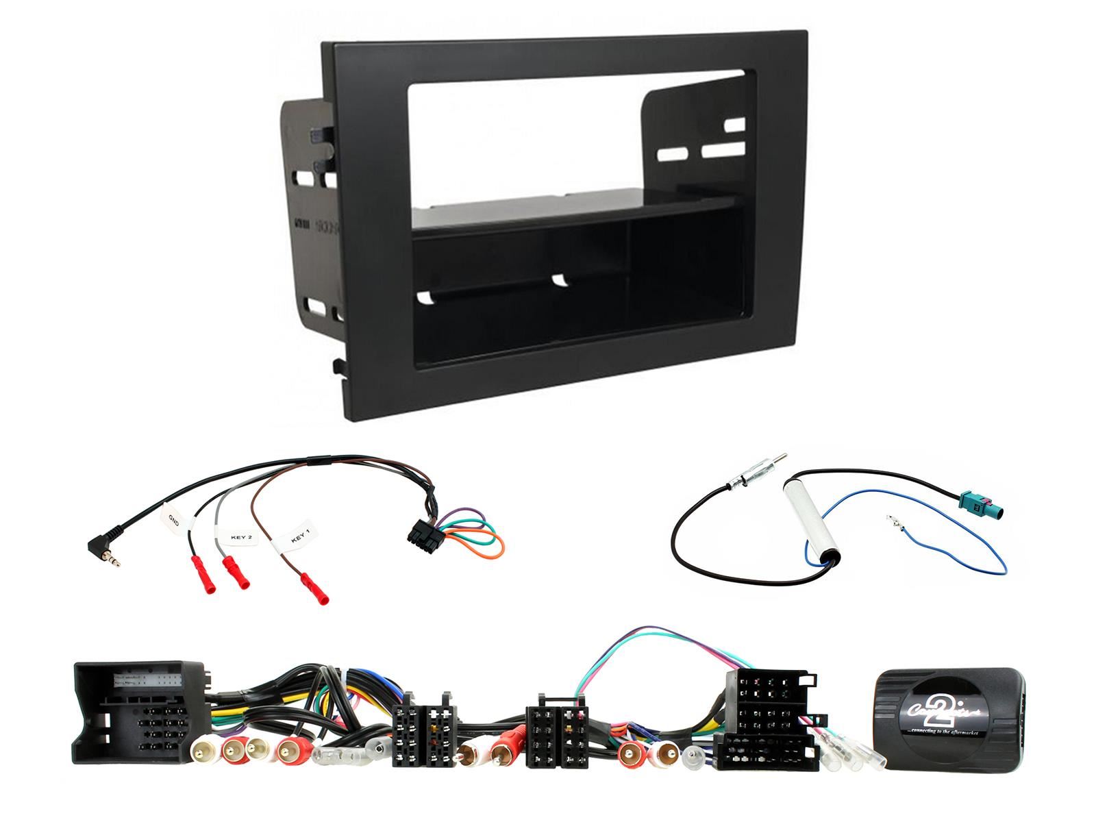 Connects 2 CTKAU09 - Audi A4 2001 - 2007 Single Din Or Double Din Facia & Steering wheel Interface Fitting Installation Kit