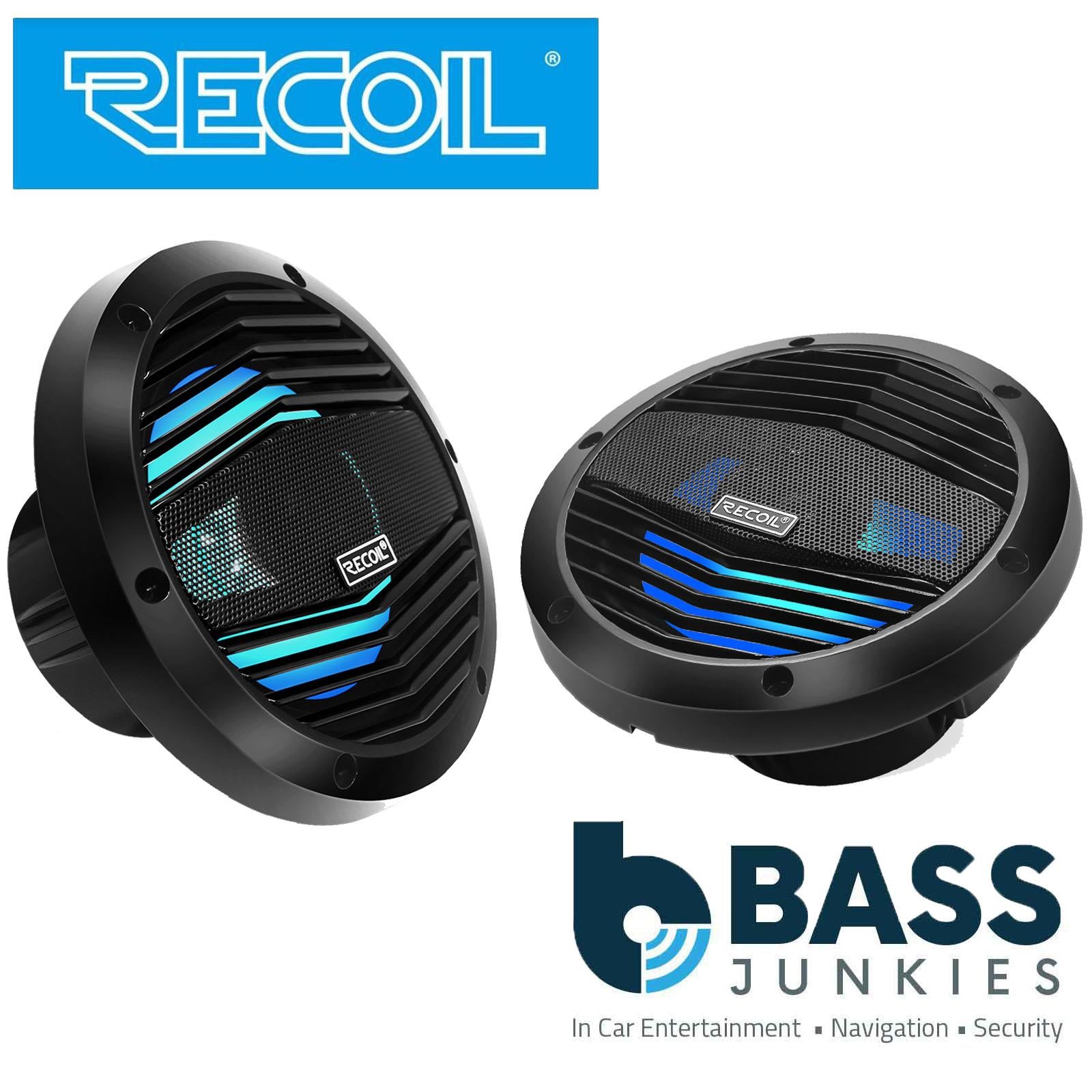 Recoil M3-8B - 8" 20cm Black Marine Boat Outdoor Speakers with Built-in RGB LED