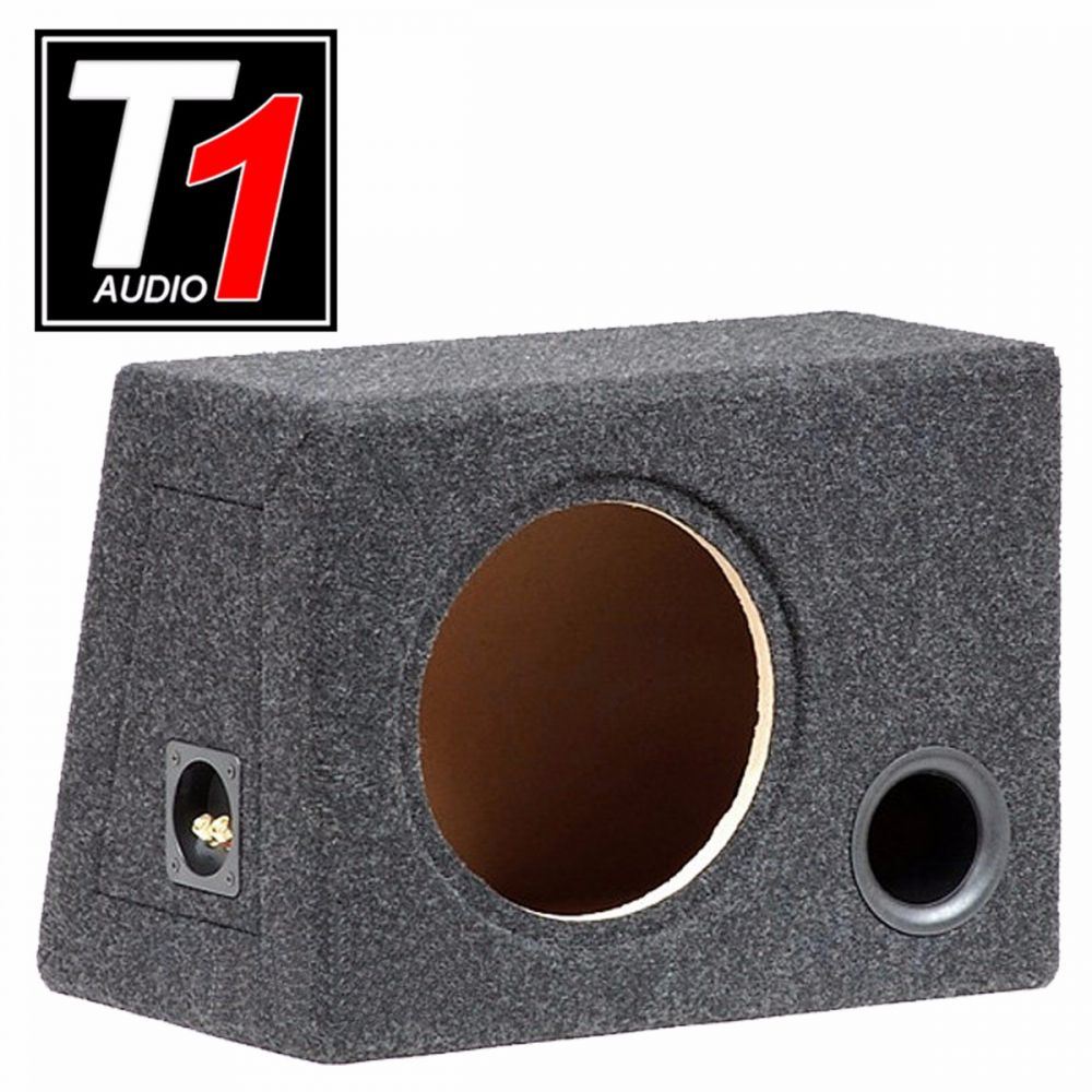 T1 Audio - 10" Ported Fully Carpeted Grey MDF Car Sub Subwoofer Bass Box Enclosure
