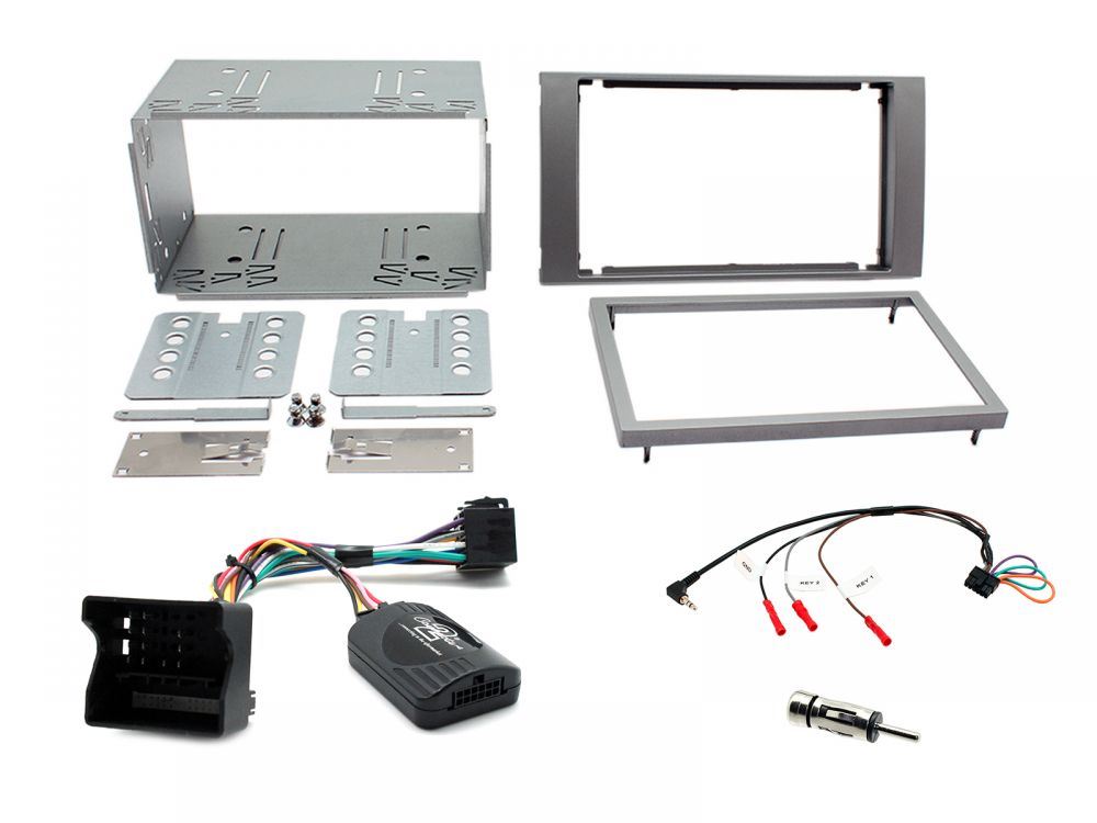 Connects 2 CTKFD48 - Ford Fiesta 2005 - 2008 Double Din Facia & Steering wheel Interface Fitting Installation Kit (Silver Facia Panel)