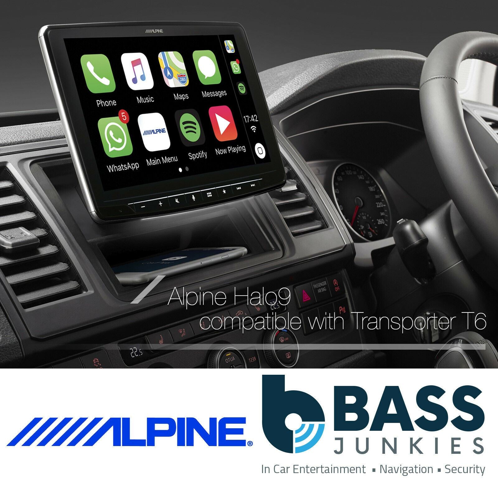 ALPINE 9� DAB BluetoothPlay Android Stereo Infoadaptor Kit To Fit VW T6 2015 On