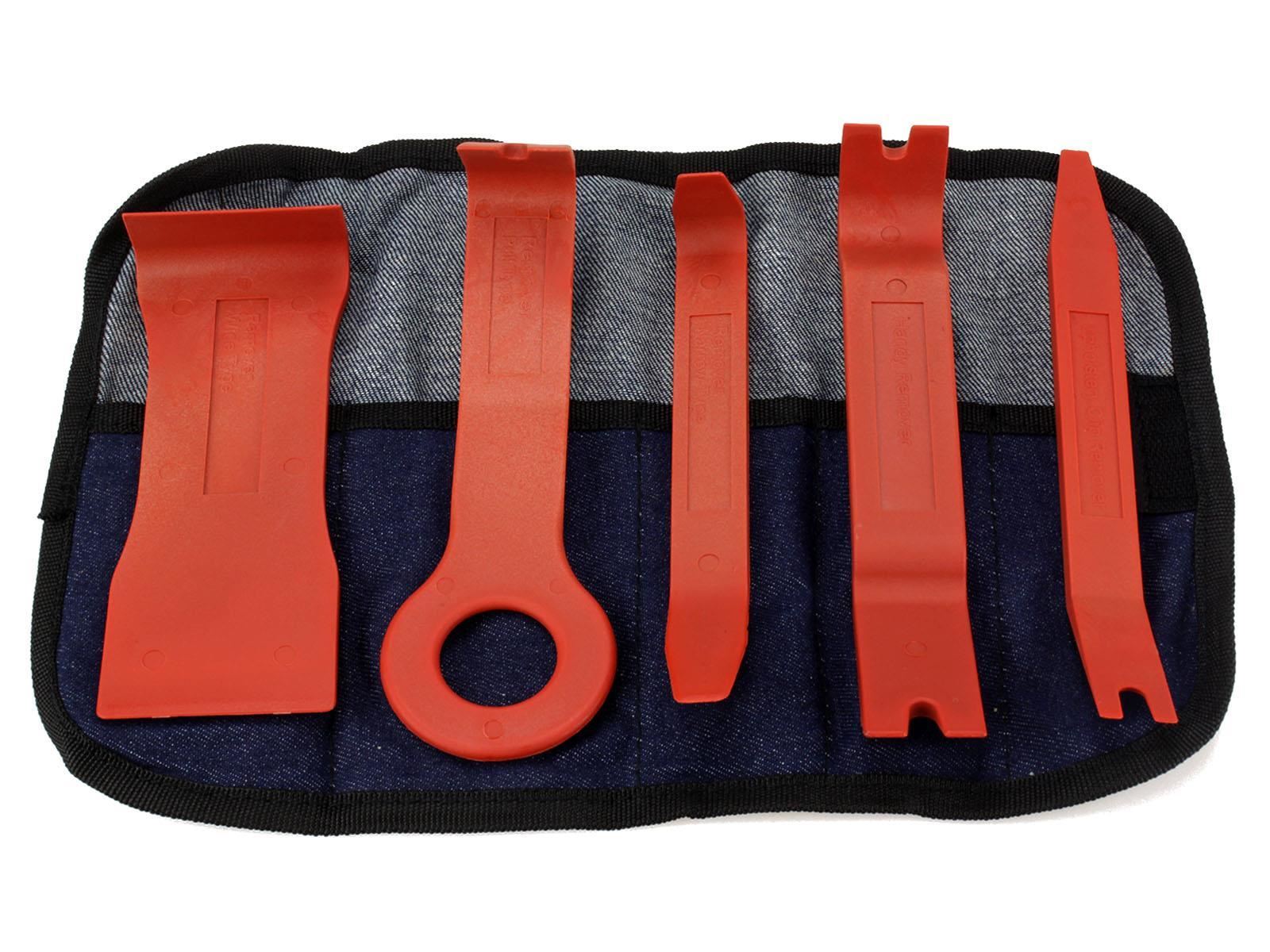 CT50-65 - 5 Piece Bojo Style Car Fascia Panels Removal Tool with Denim Roll Case