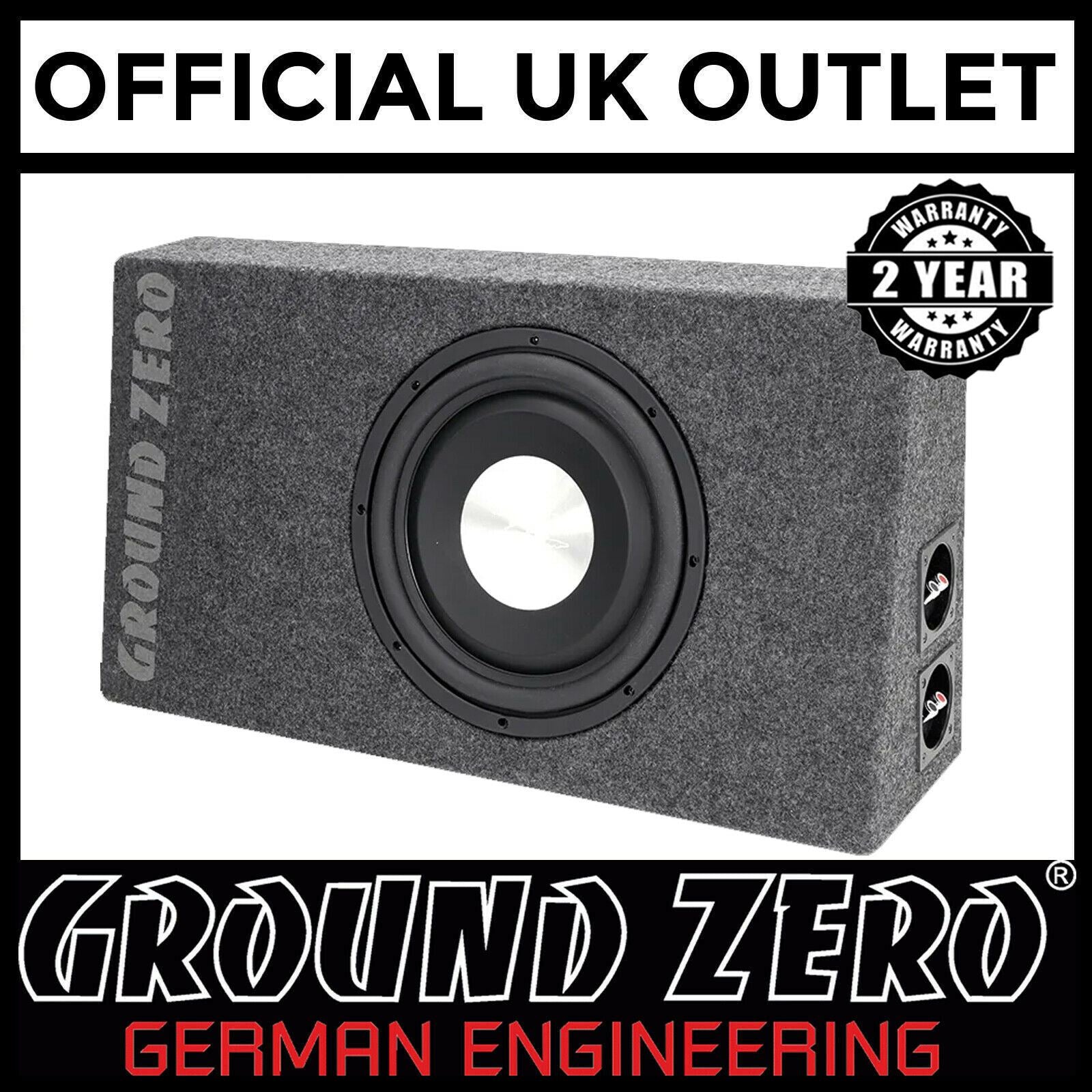 Ground Zero GZTB 120F - 12" 350WRMS Flat Car Subwoofer Loaded Enclosure Bass Box