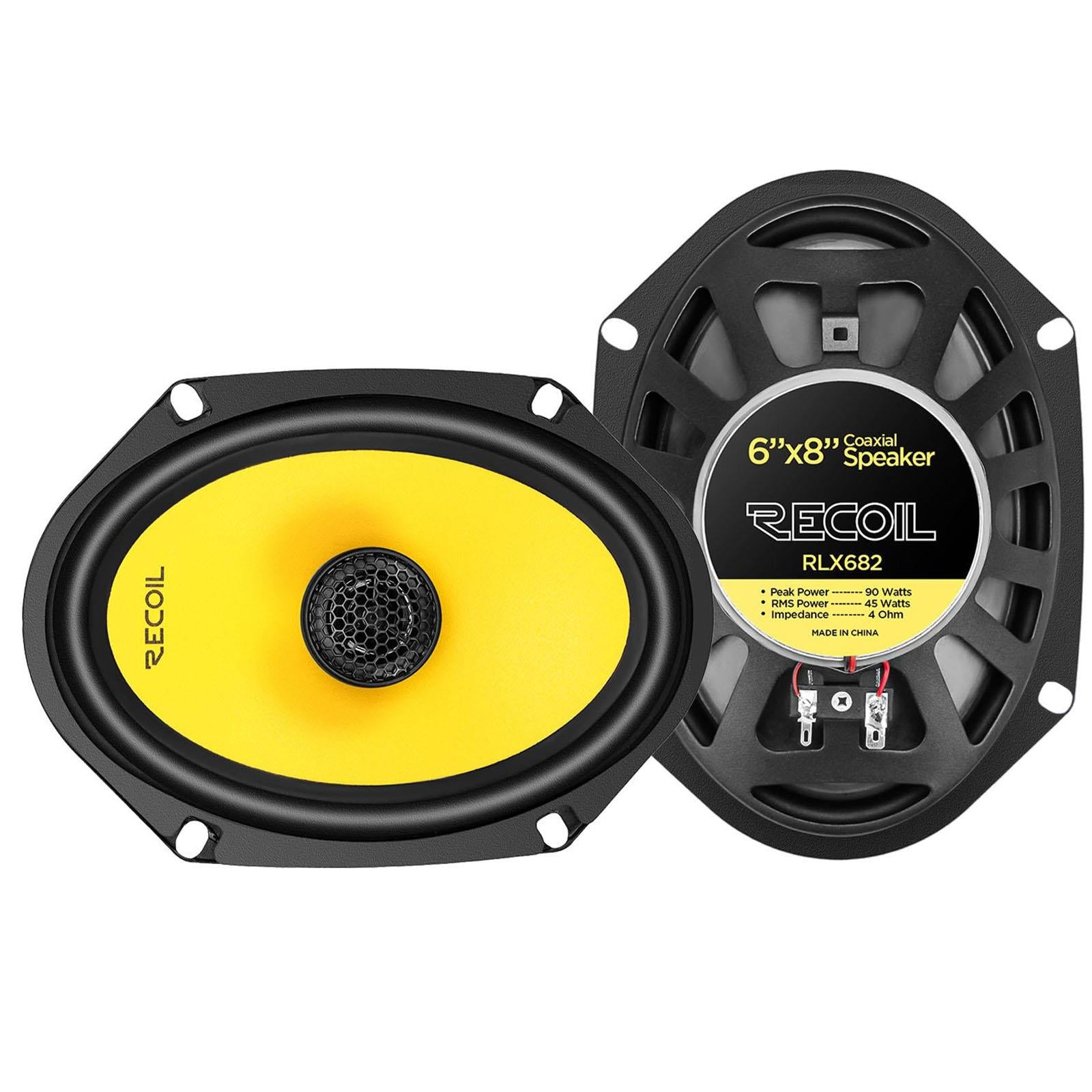 Recoil RLX682 - 180 Watts 6x8" Inch 2 Way Coaxial Car Door Speakers Pair