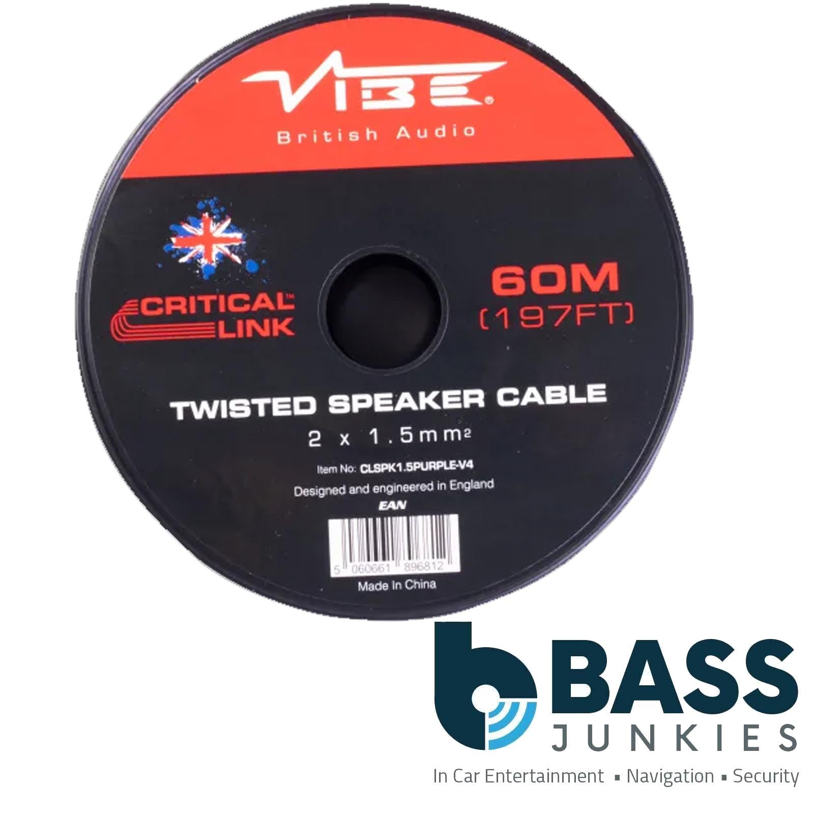 Vibe Critical Link - CLSPK1.5PURPLE-V4 60m Purple Twisted Car Audio Speaker Cable