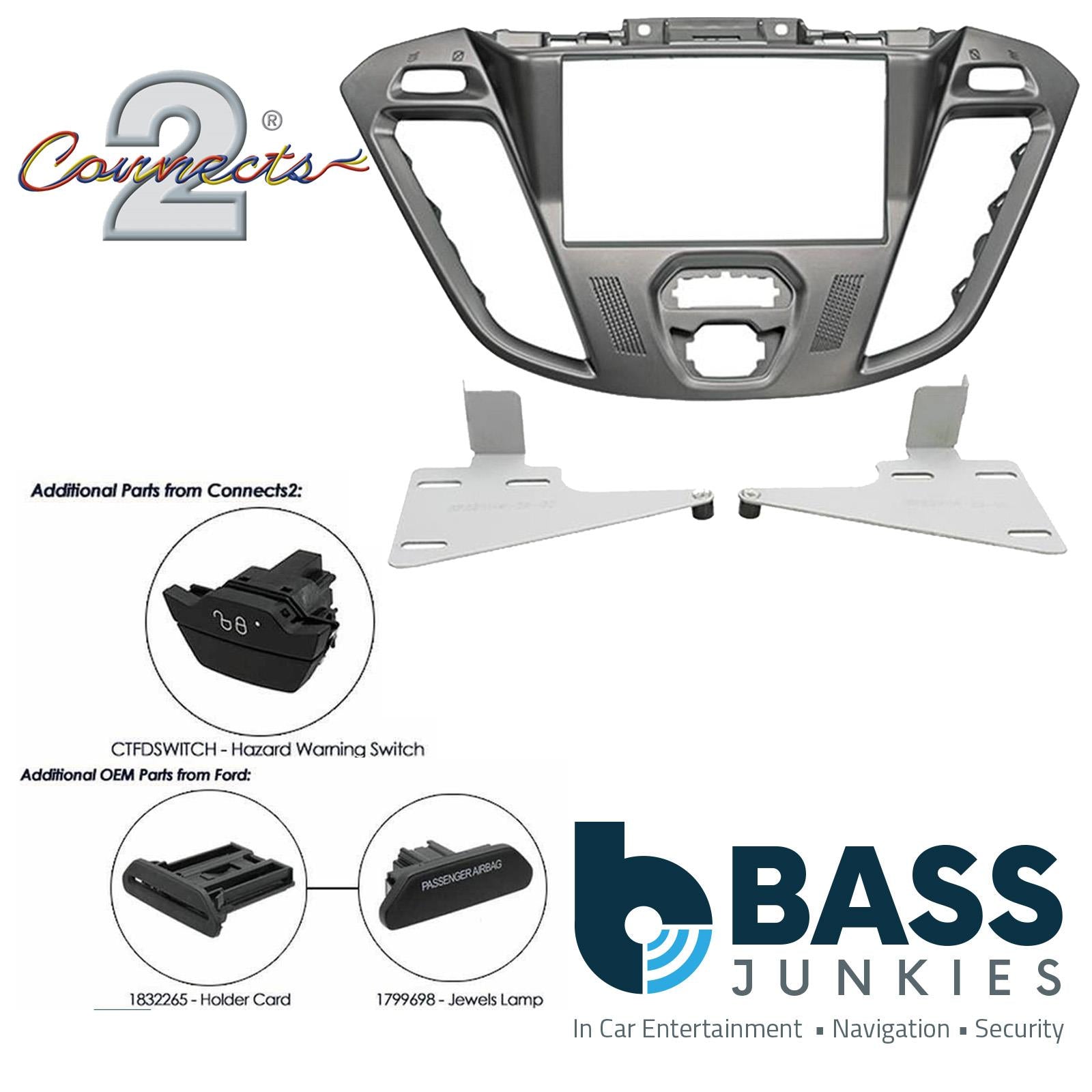 CTKFD41 - Ford Transit Custom 2012-2016 V362 Silver Fascia & Steering Wheel Interface with Rear Brake Light Kit