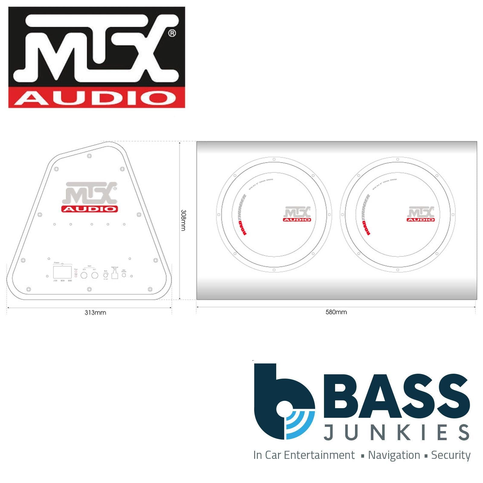 MTX RTP8X2 - 720 Watts Road Thunder Dual 8" Amplified Car Bass Box Enclosure