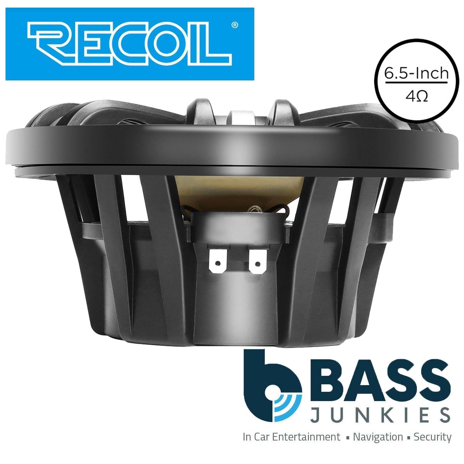 Recoil M0-65B - 240 Watts 6.5" 2 Way Marine Boat Car Speakers with Black Grilles