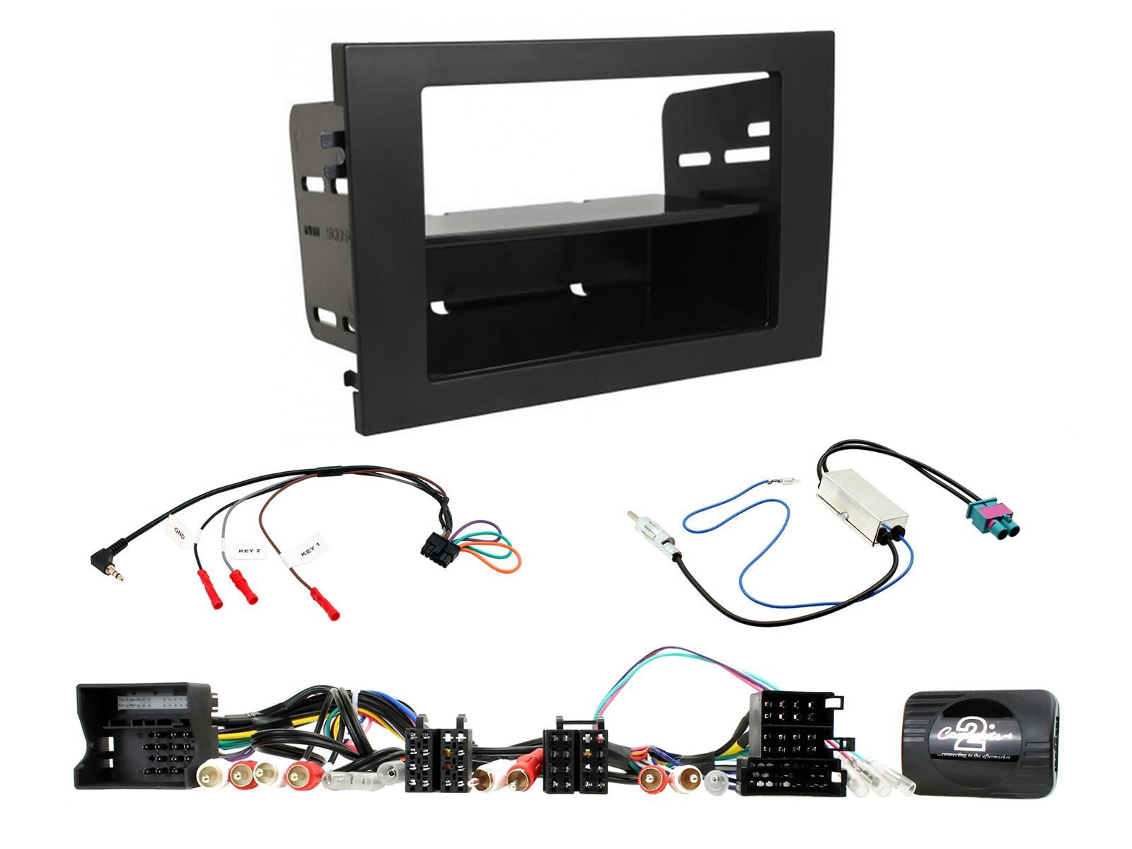 Connects 2 CTKAU09 - Audi A4 2001 - 2007 Single Din Or Double Din Facia & Steering wheel Interface Fitting Installation Kit