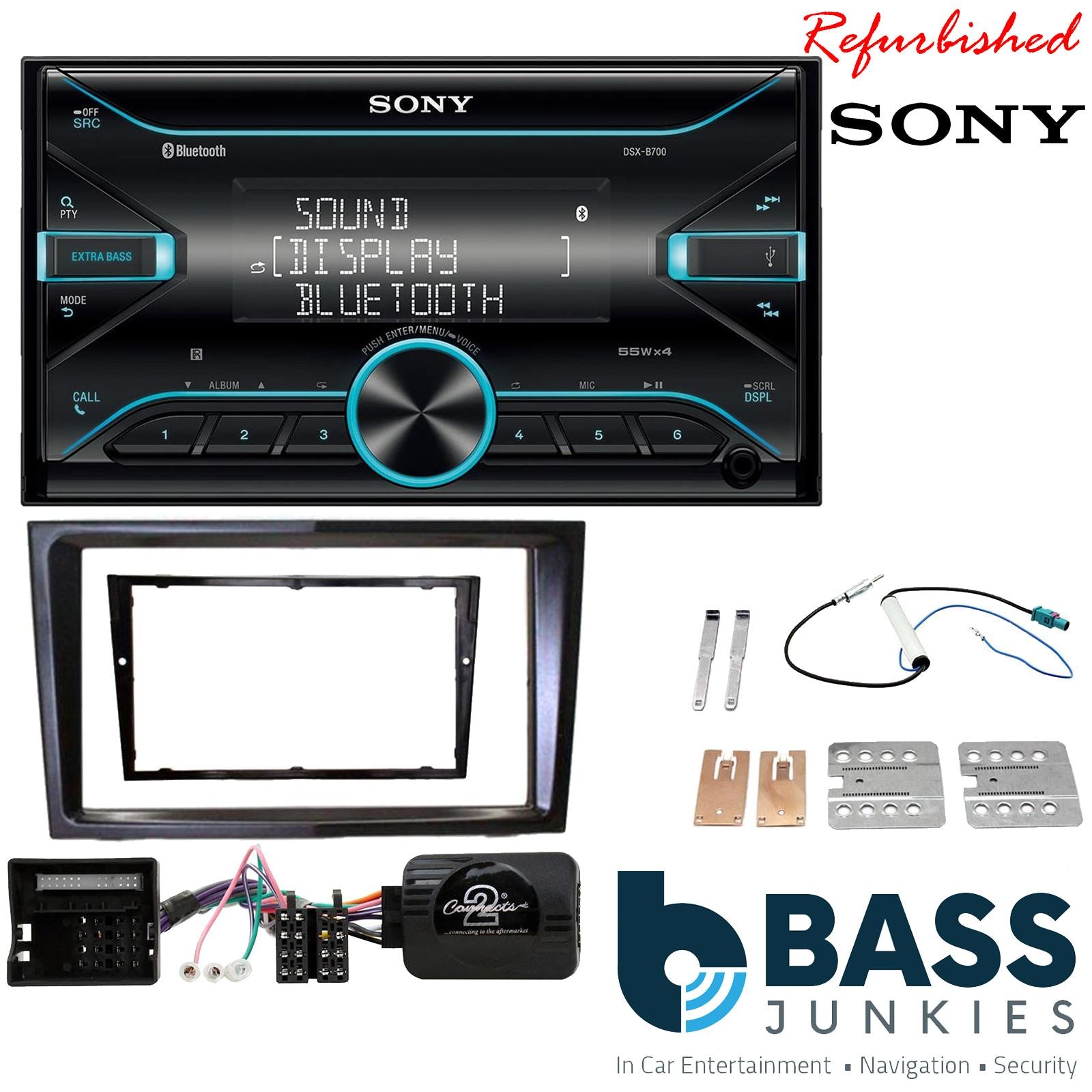 Sony DSX-B700 Bluetooth MP3 USB AUX 4 x 55W Double Din Car Stereo Radio Player + CTK Fitting Kit fits Vauxhall Astra 2004-10