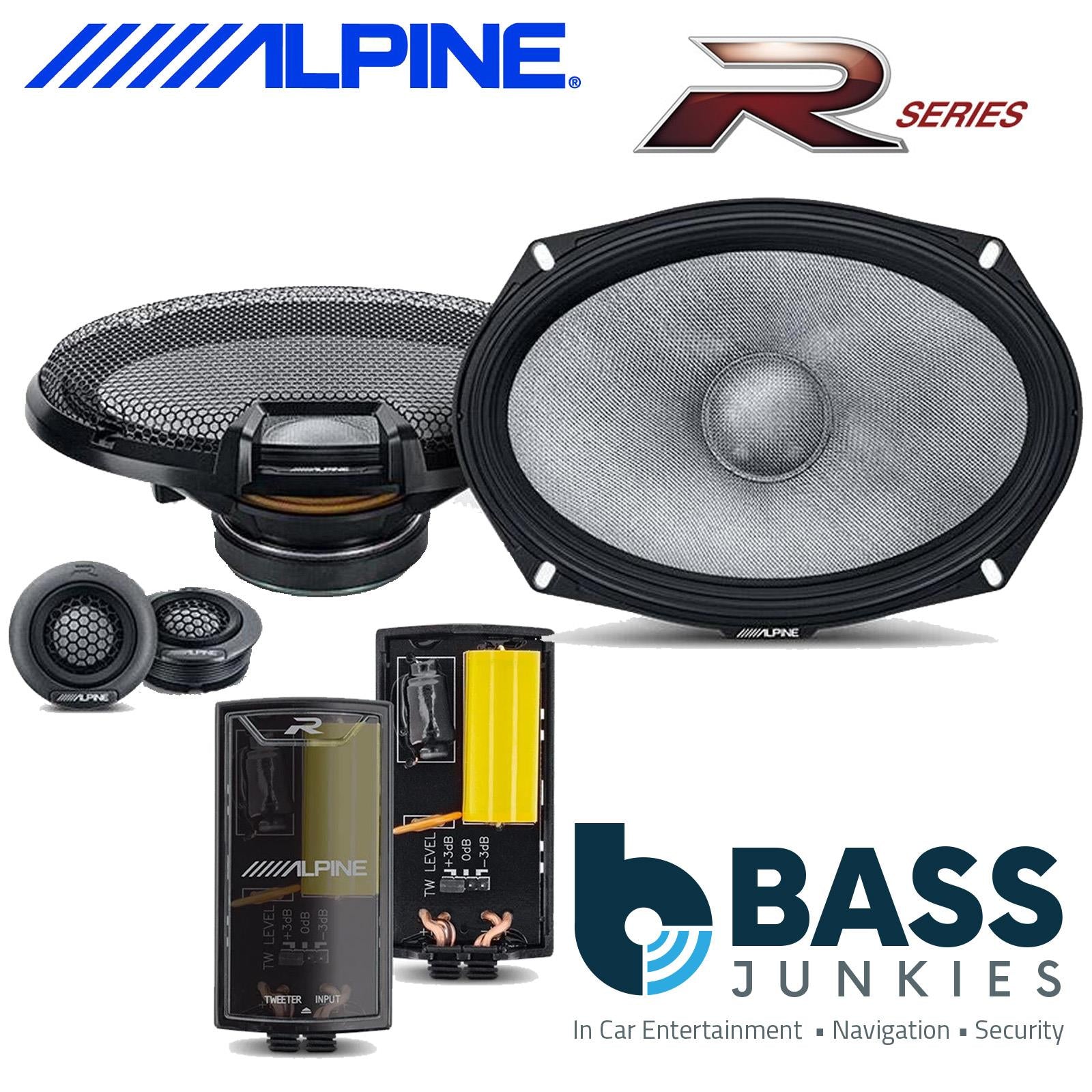 Alpine R2-S69C - 6"x9" 3-Way 600 Watts Car Van Door Shelf Speakers & Tweeters