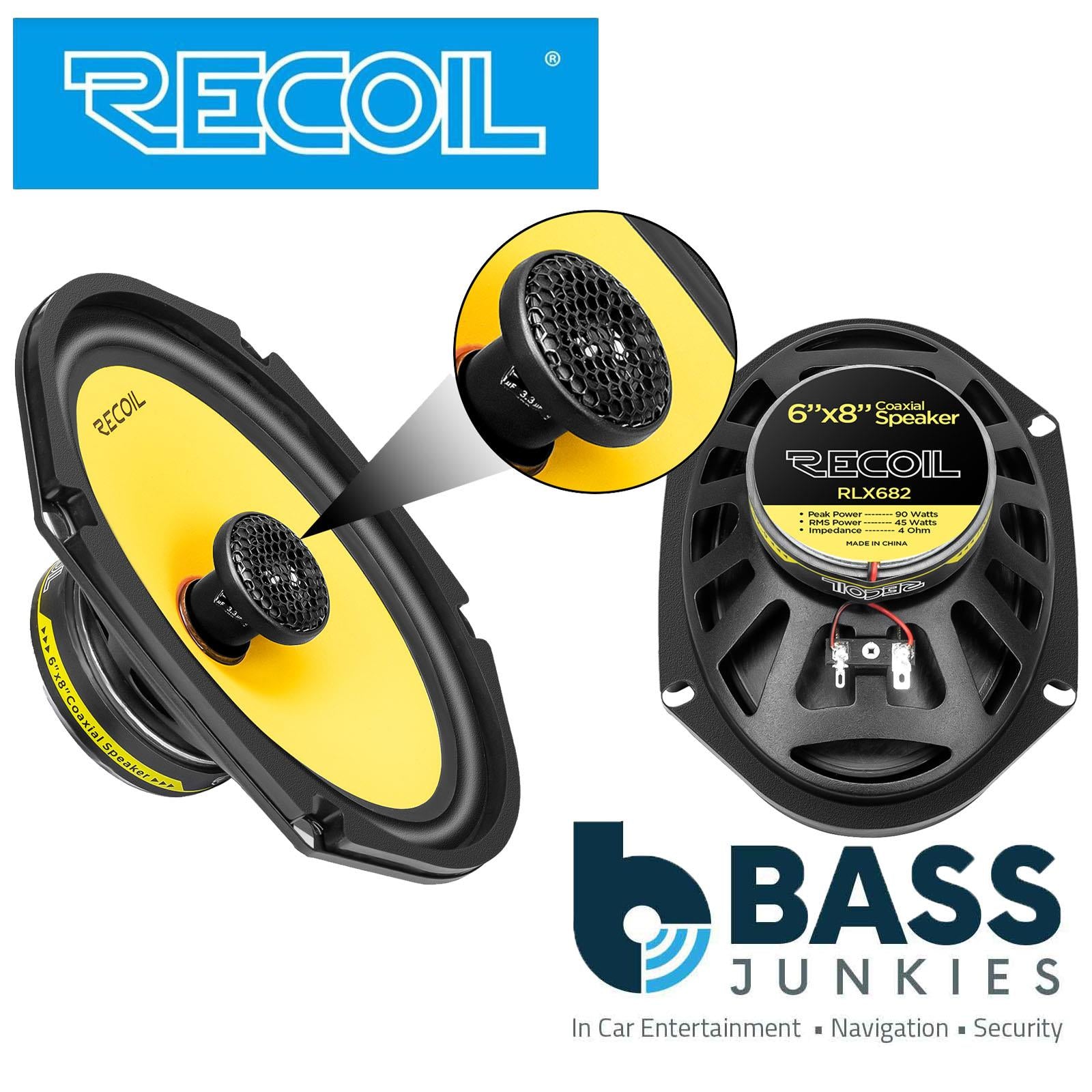 Recoil RLX682 - 180 Watts 6x8" Inch 2 Way Coaxial Car Door Speakers Pair