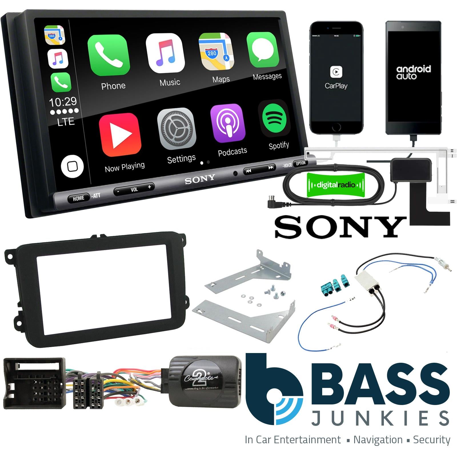 SONY DAB+ Apple | Android + Full Screen Fitting kit VW Sagitar 2005-11