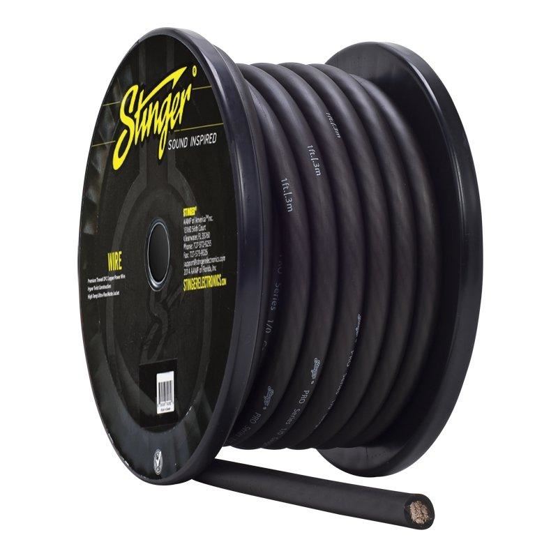 Stinger SPW10TB - 0 AWG Black TRU-SPEC Copper Hyper Twist Ultra Flexible 1 Metre Car Amplifier Power Cable