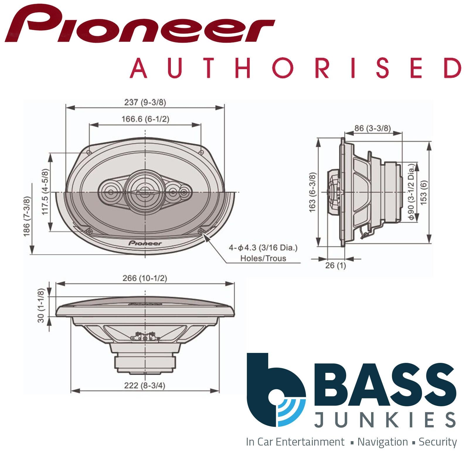 Pioneer TS-A6990F 6" x 9" 5-Way 700 Watts Coaxial Car Speaker System