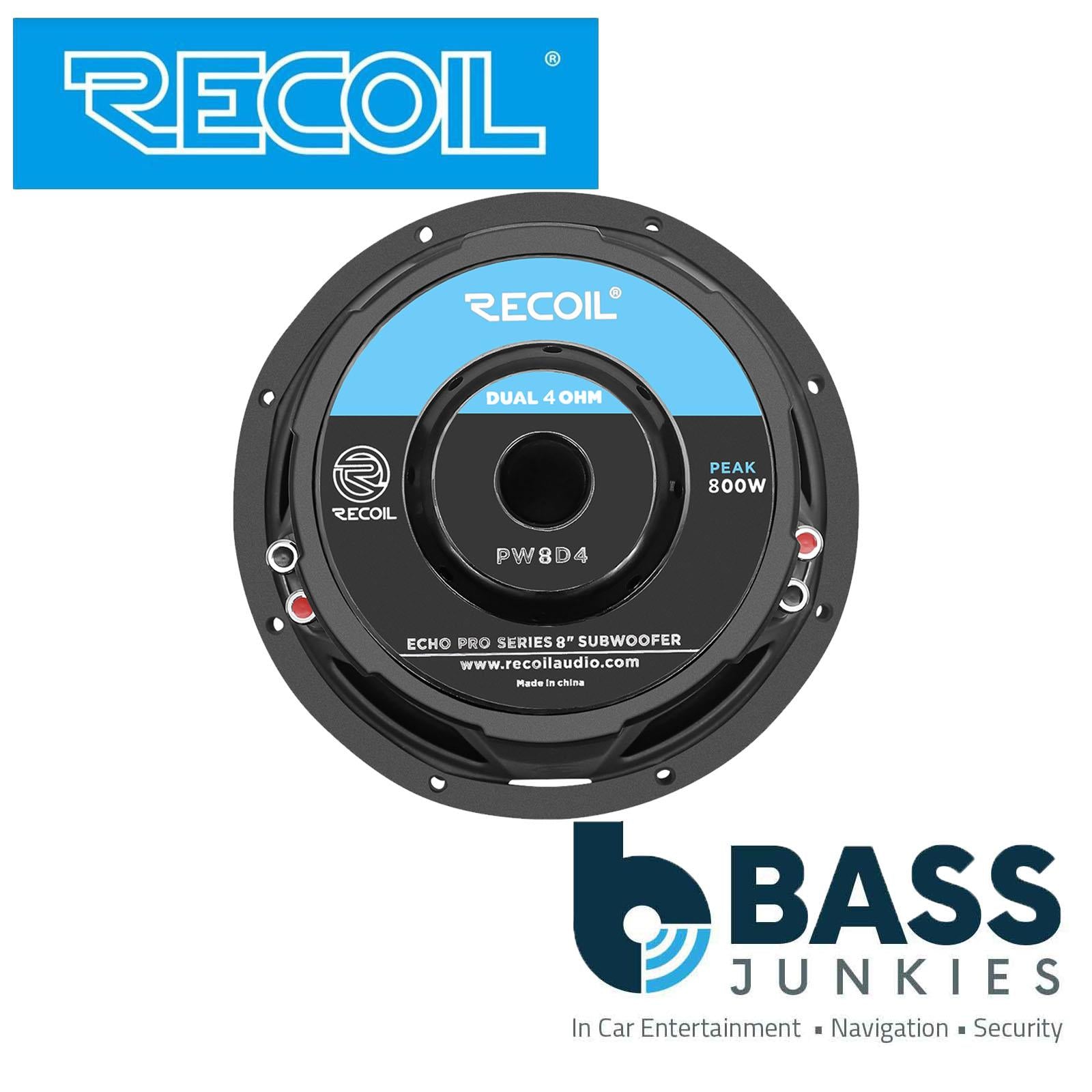 Recoil PW8D4 - 800 Watts Echo Pro Series 8-Inch Dual 4-ohm Car Subwoofer