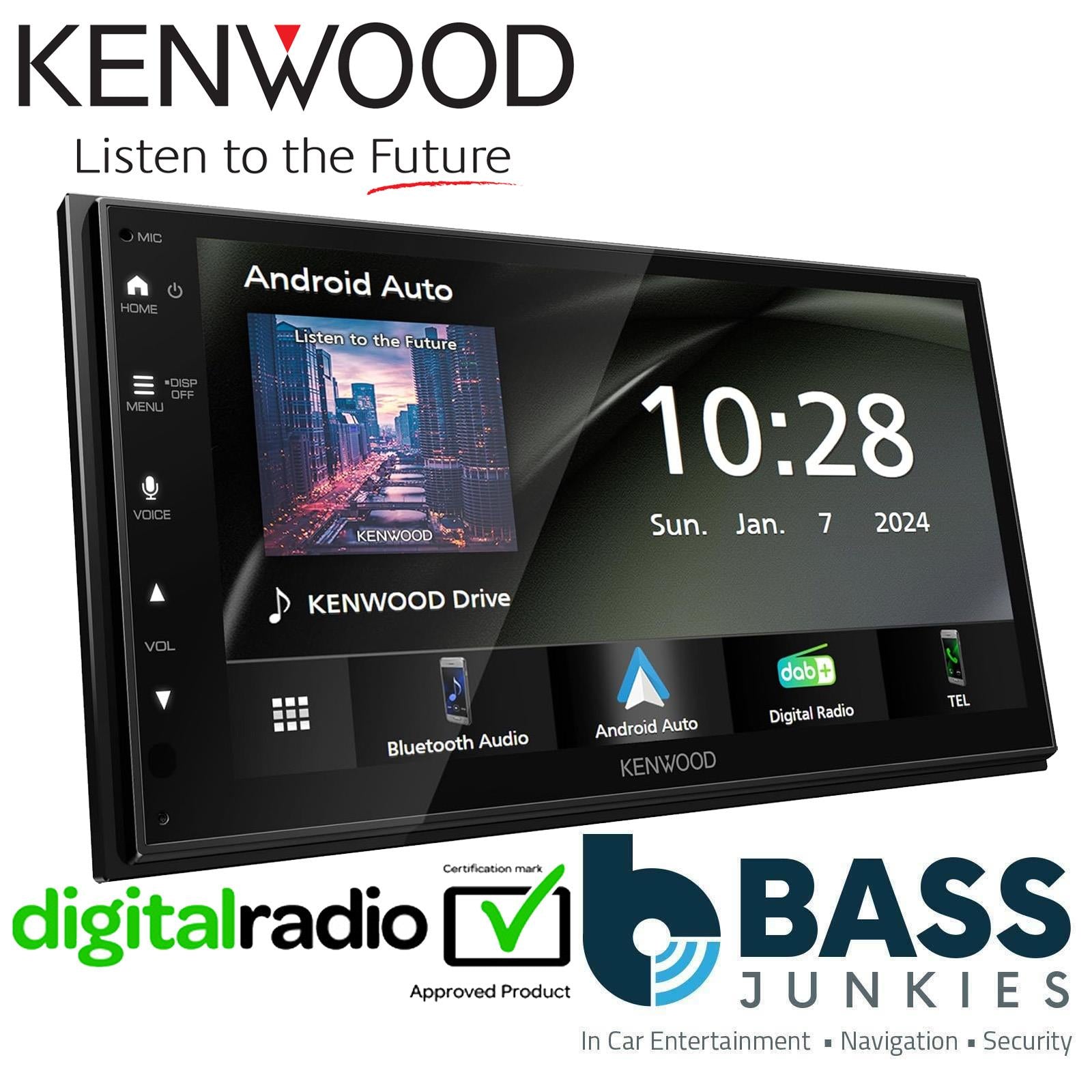 Kenwood DMX5023DABS - 6.8" DAB+ Bluetooth Android CarPlay Car Stereo & Aerial