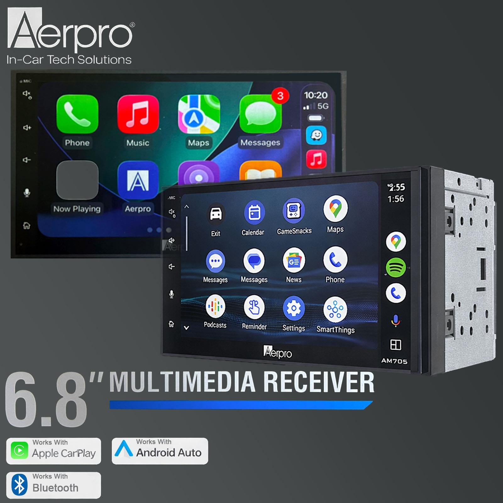 Aerpro AM705 6.8" Bluetooth Radio Android Auto Apple CarPlay Wireless Wired Car Stereo