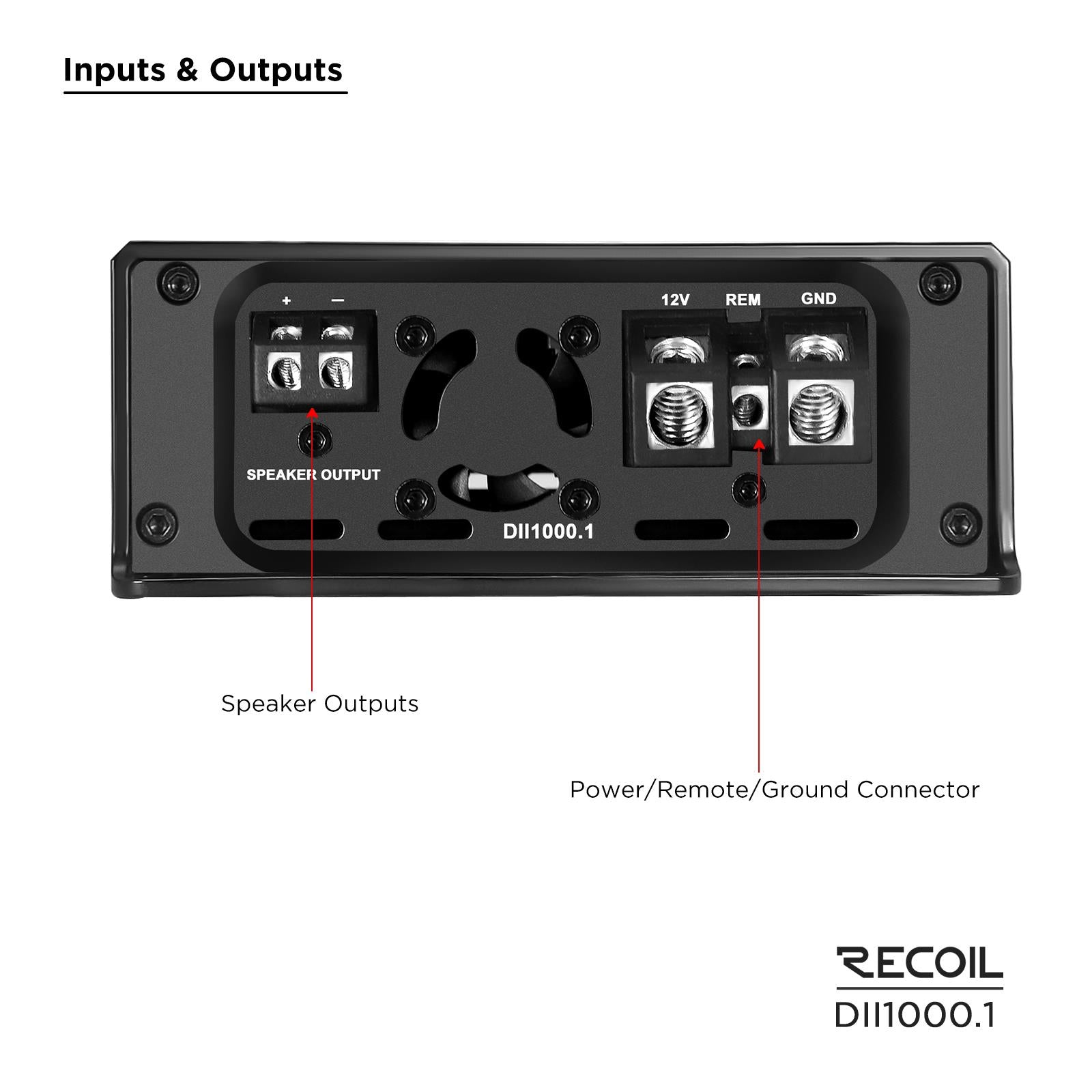 Recoil DII1000.1- 2000 Watts 2-4 Ohm Stable Class D Mono Car Audio Amp Amplifier