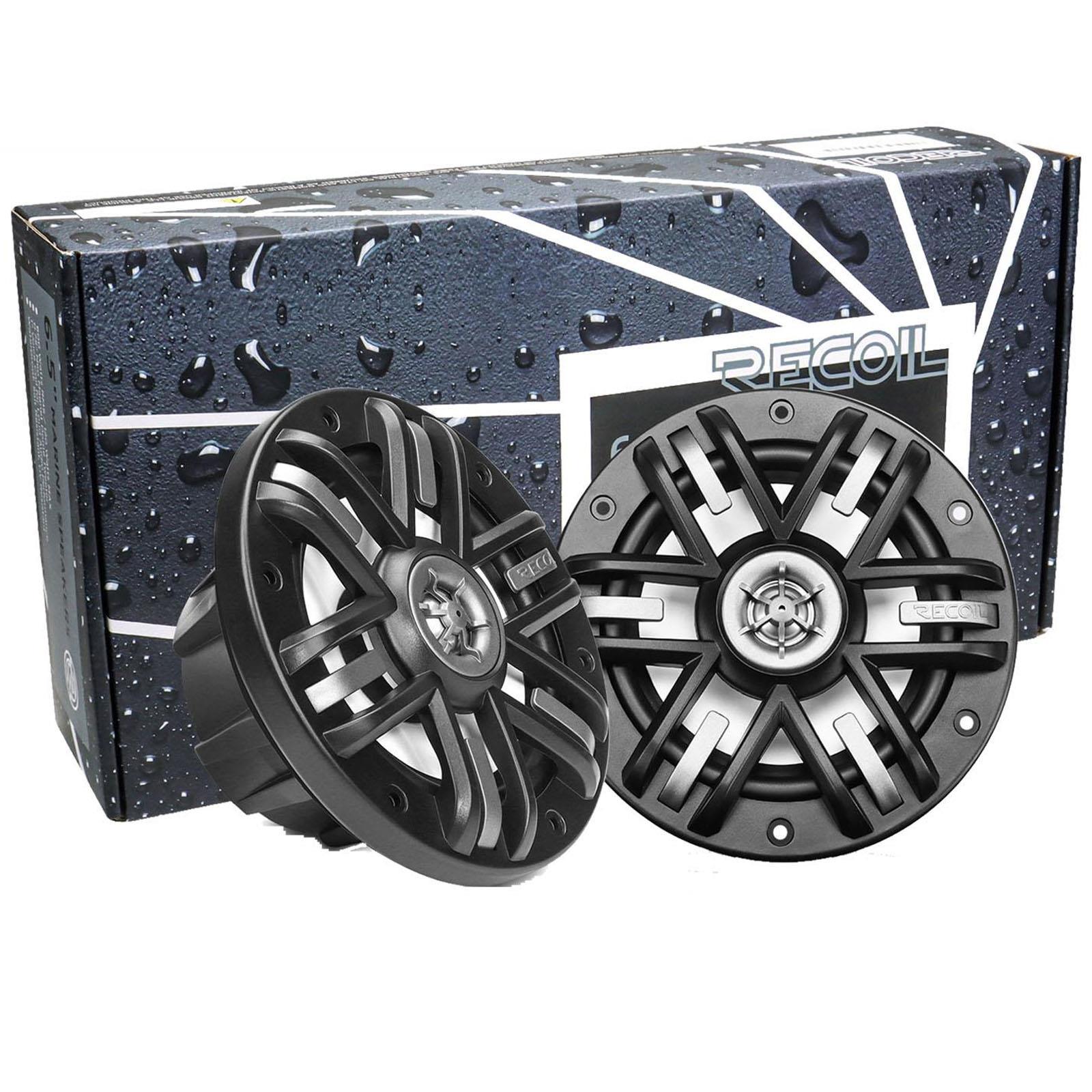 Recoil M0-65B - 240 Watts 6.5" 2 Way Marine Boat Car Speakers with Black Grilles