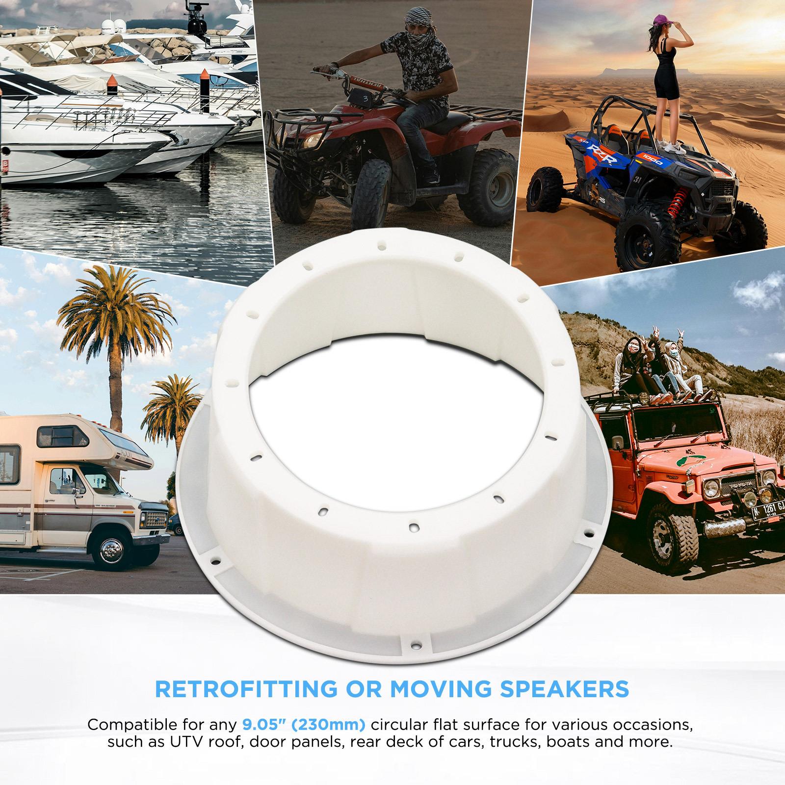 Recoil USP8-W - 8" 20cm White Surface Mount Van Truck Boat Car Speaker Pods