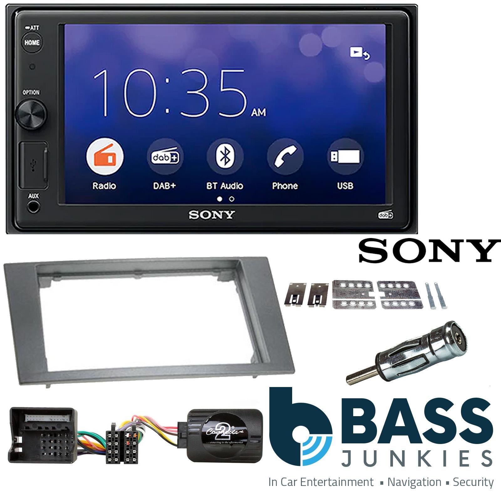 SONY XAV-1550D DAB+ Smart Bluetooth Car Radio + Stereo fitting kit + Steering Wheel Controls Loom for Ford Mondeo 2004-2007