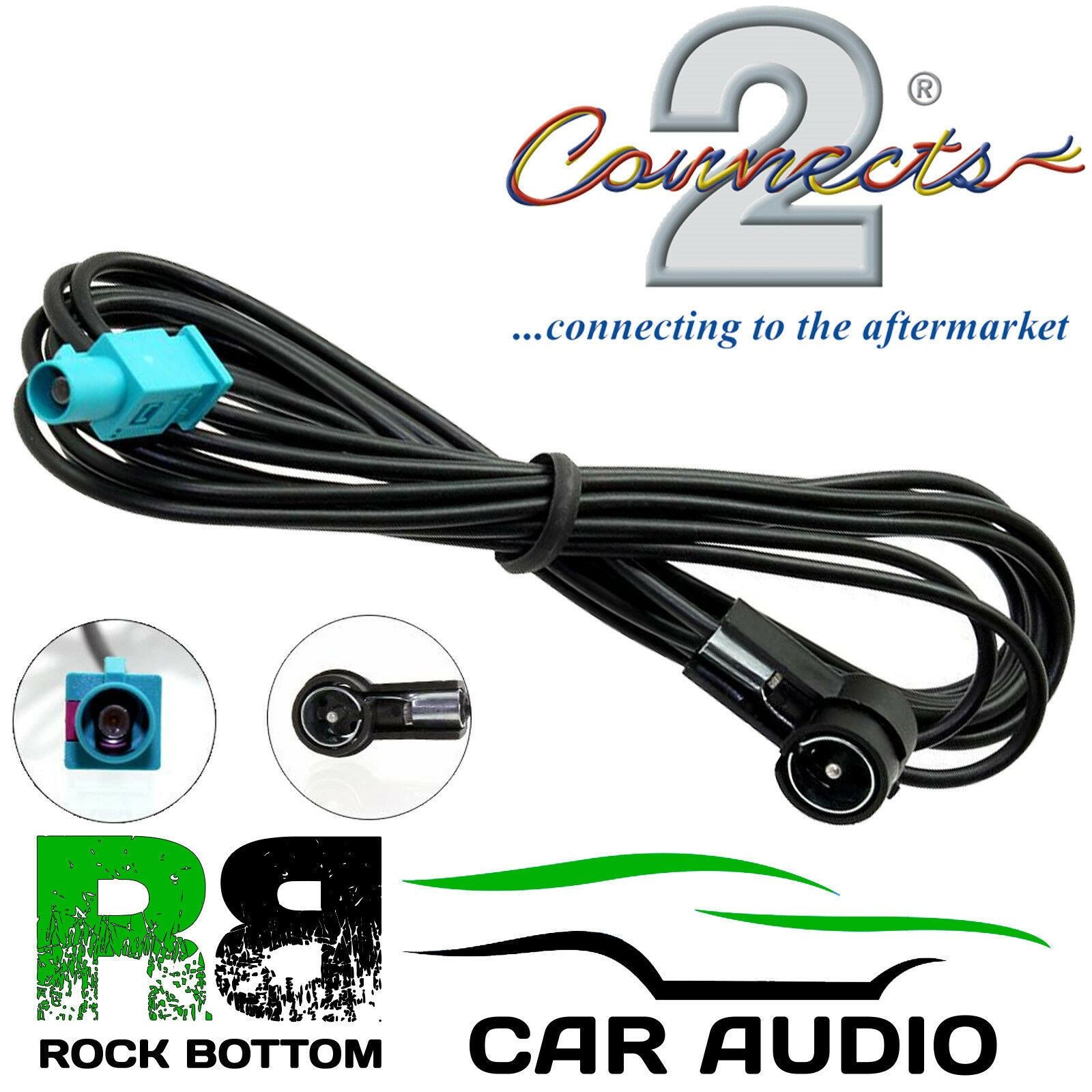 Connects2 CT27AA122 - Car Stereo 3 Meter Fakra Male to ISO Male Extension Aerial Adaptor