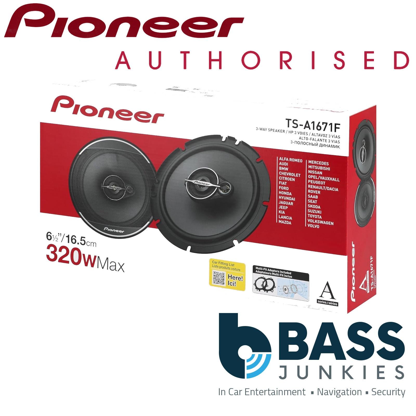 Pioneer 6.5" 2 Way 640 Watts Rear Door Car Speakers For Peugeot 308 2013 - 2021