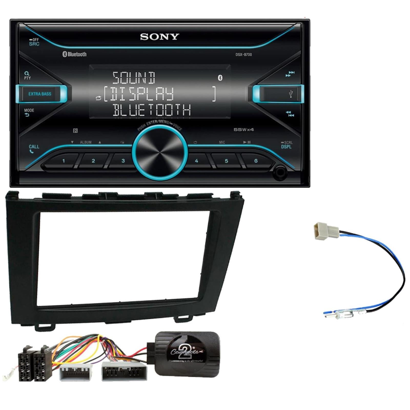 Sony DSX-B700 Bluetooth MP3 USB AUX 4 x 55W Double Din Car Stereo Radio Player + Connects2 Double Din + Steering Wheel Controls fits Honda CR-V 2007-09