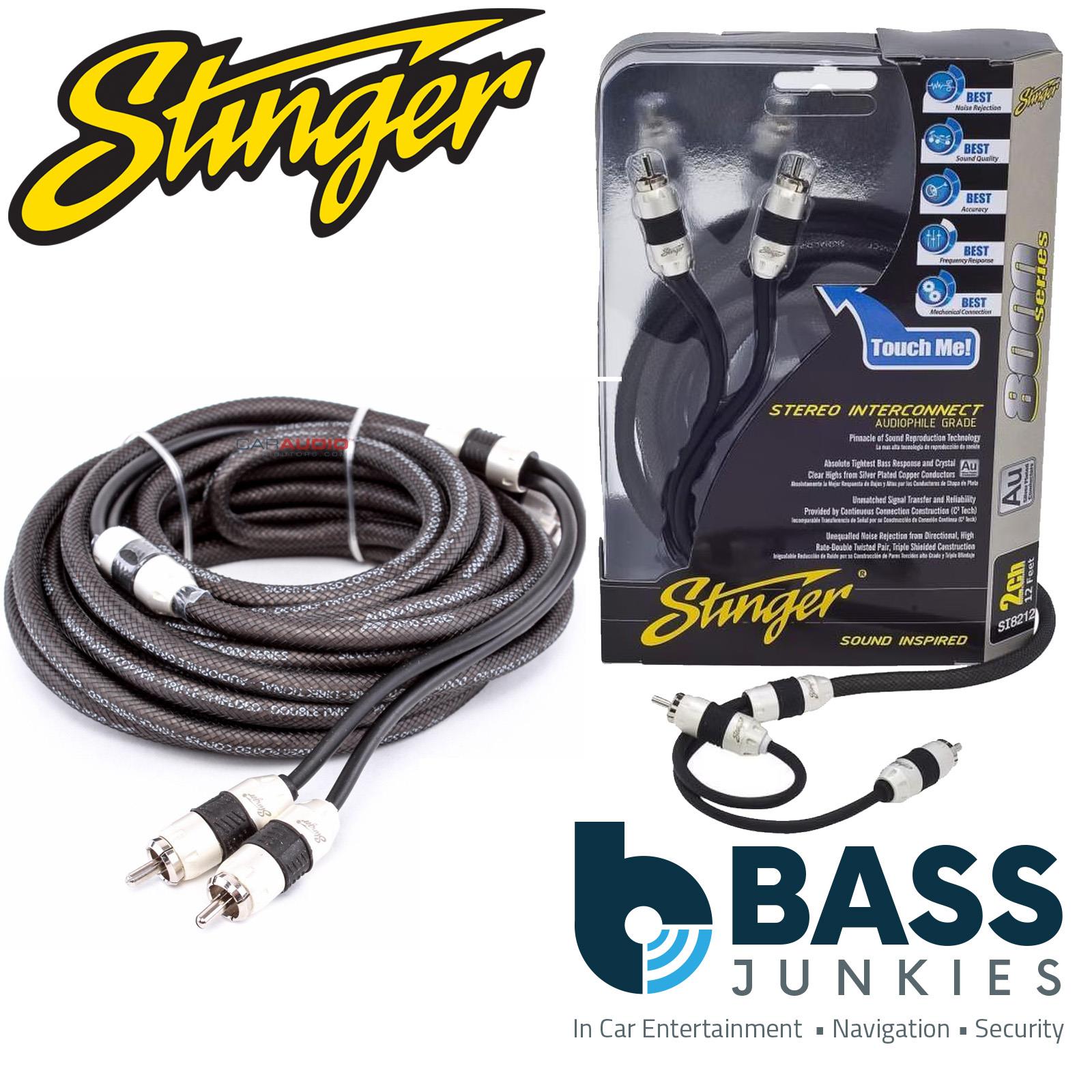 Stinger SI8220 - 8000 Series 6.10 Metre 20Ft 2 Channel Car Triple Shielded Silver Car RCA Phono Cable