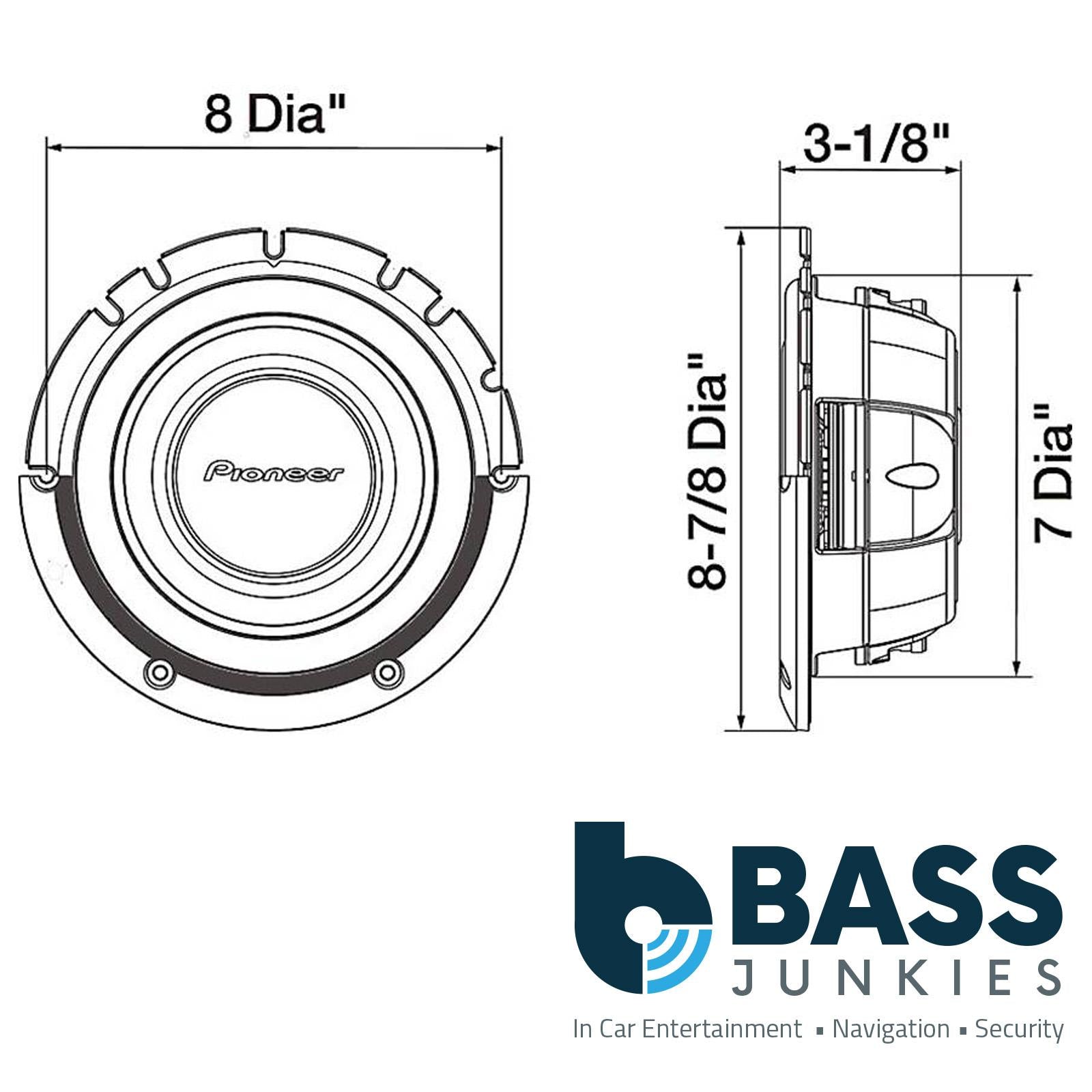 Pioneer TS-A2000LD2 - 700 Watts DVC 2 Ohms 20cm 8" Shallow Mount Car Subwoofer Sub