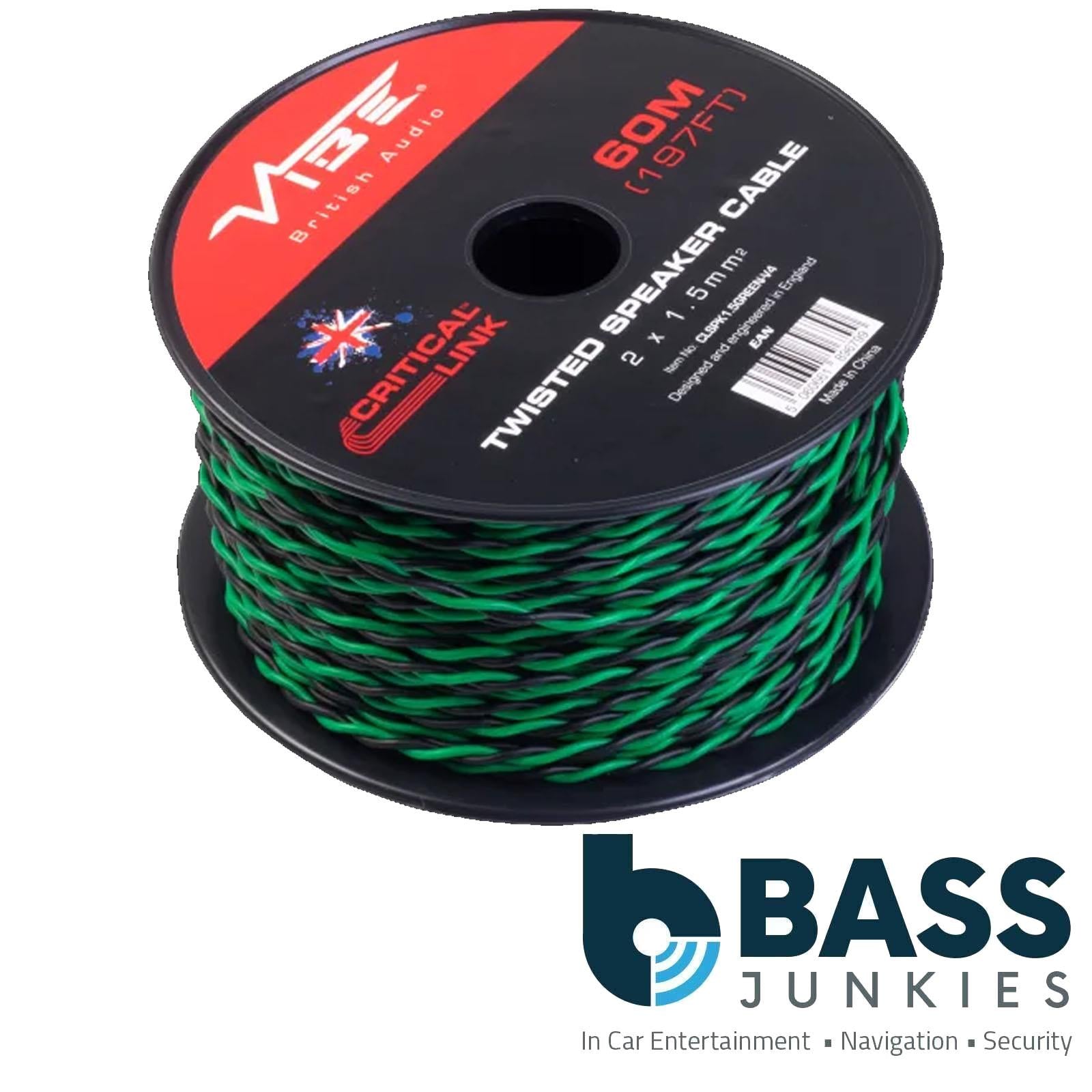 Vibe Critical Link - CLSPK1.5GREEN-V4 60m Green Twisted Car Audio Speaker Cable