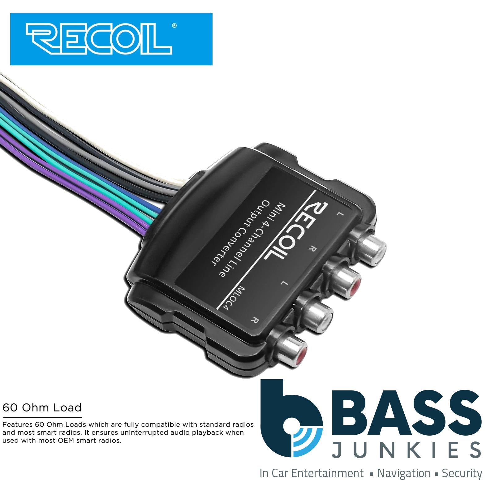 Recoil MLOC4 - Car Stereo High to Low 4 Channel Speaker to RCA Phono Convertor