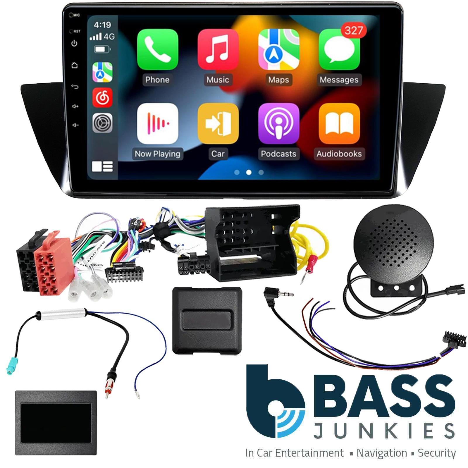 UPGRADED 9" CarPlay Android Car Stereo & Fascia Steering Kit For BMW X1 2010-2014