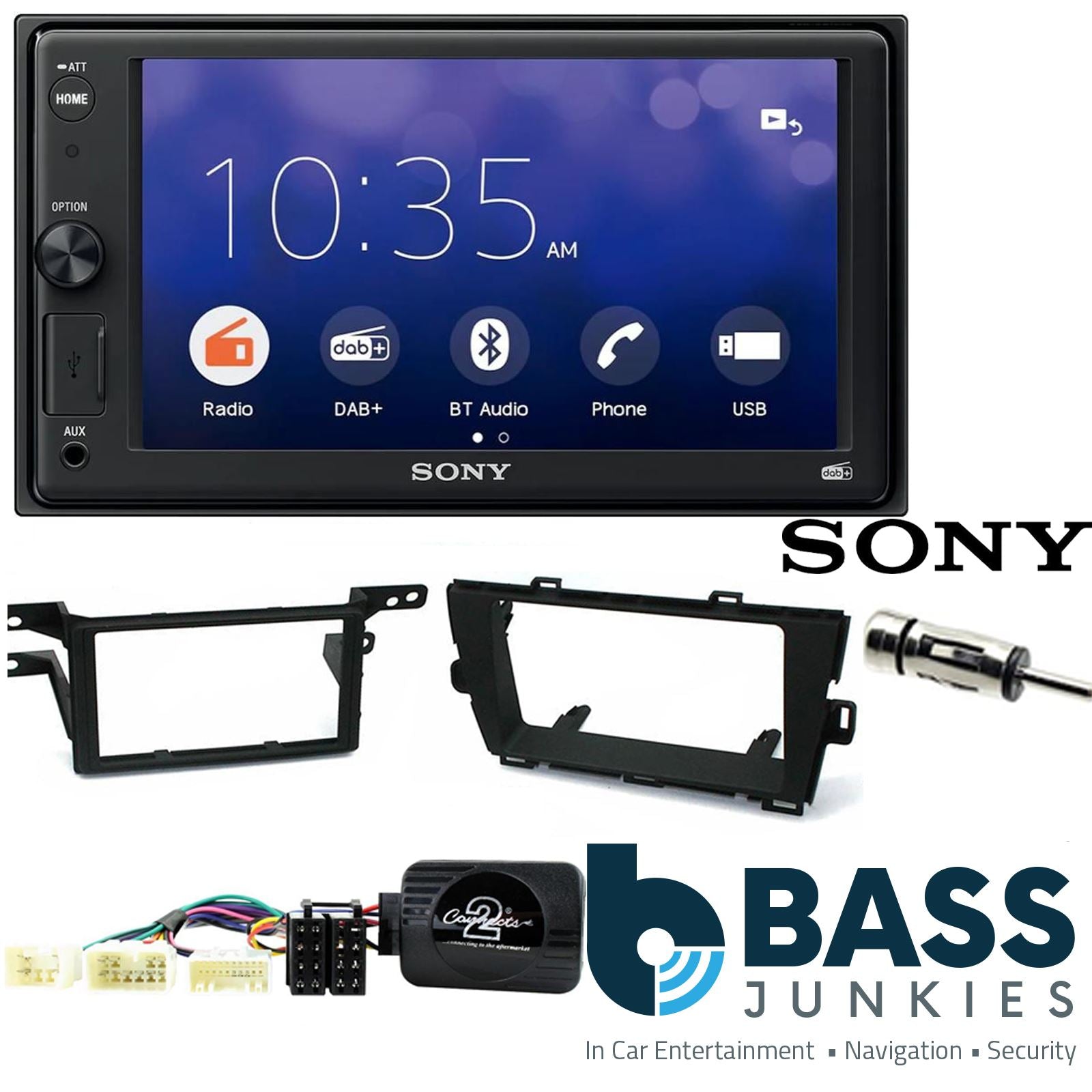 SONY XAV-1550D DAB+ Smart Bluetooth Car Radio + Stereo fitting kit + Steering Wheel Controls Loom Toyota Prius LHD Vehicles 2009-2015