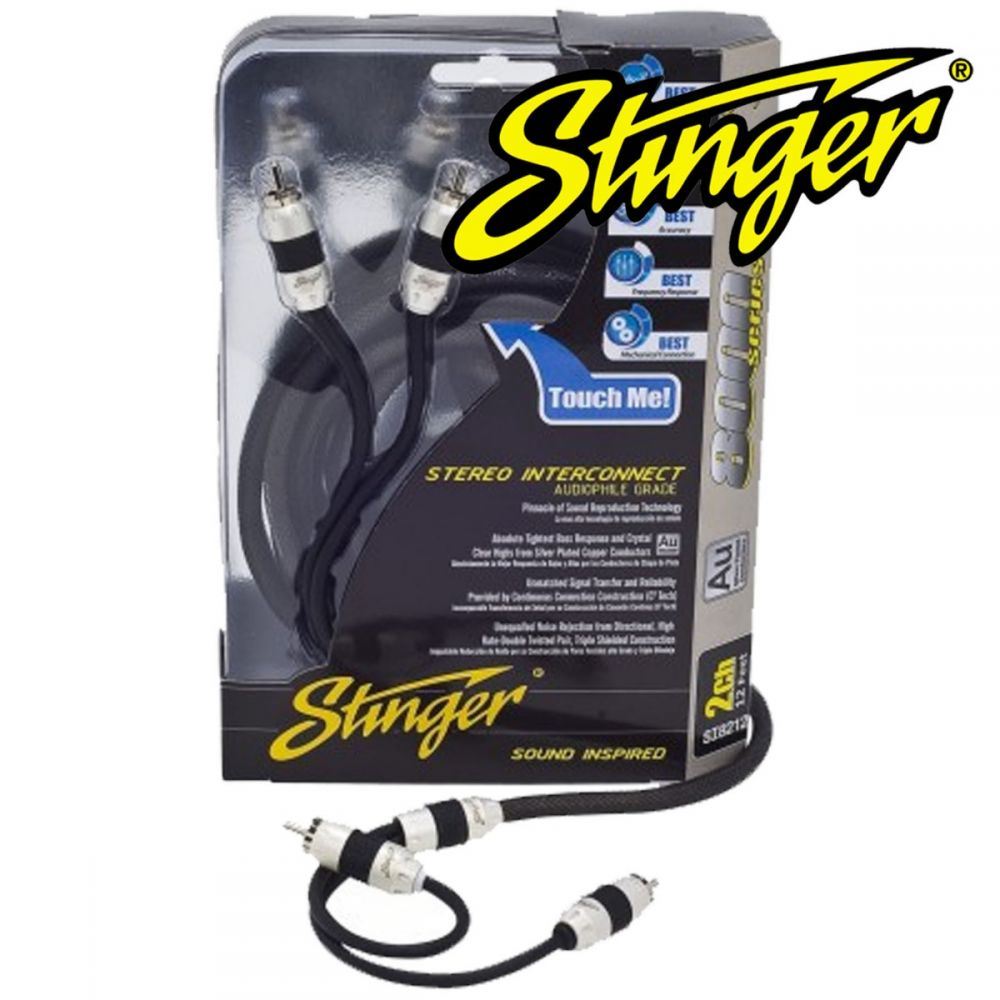 Stinger SI826 - 8000 Series 1.83 Metre 6Ft 2 Channel Triple Shielded Silver Car RCA Phono Cable