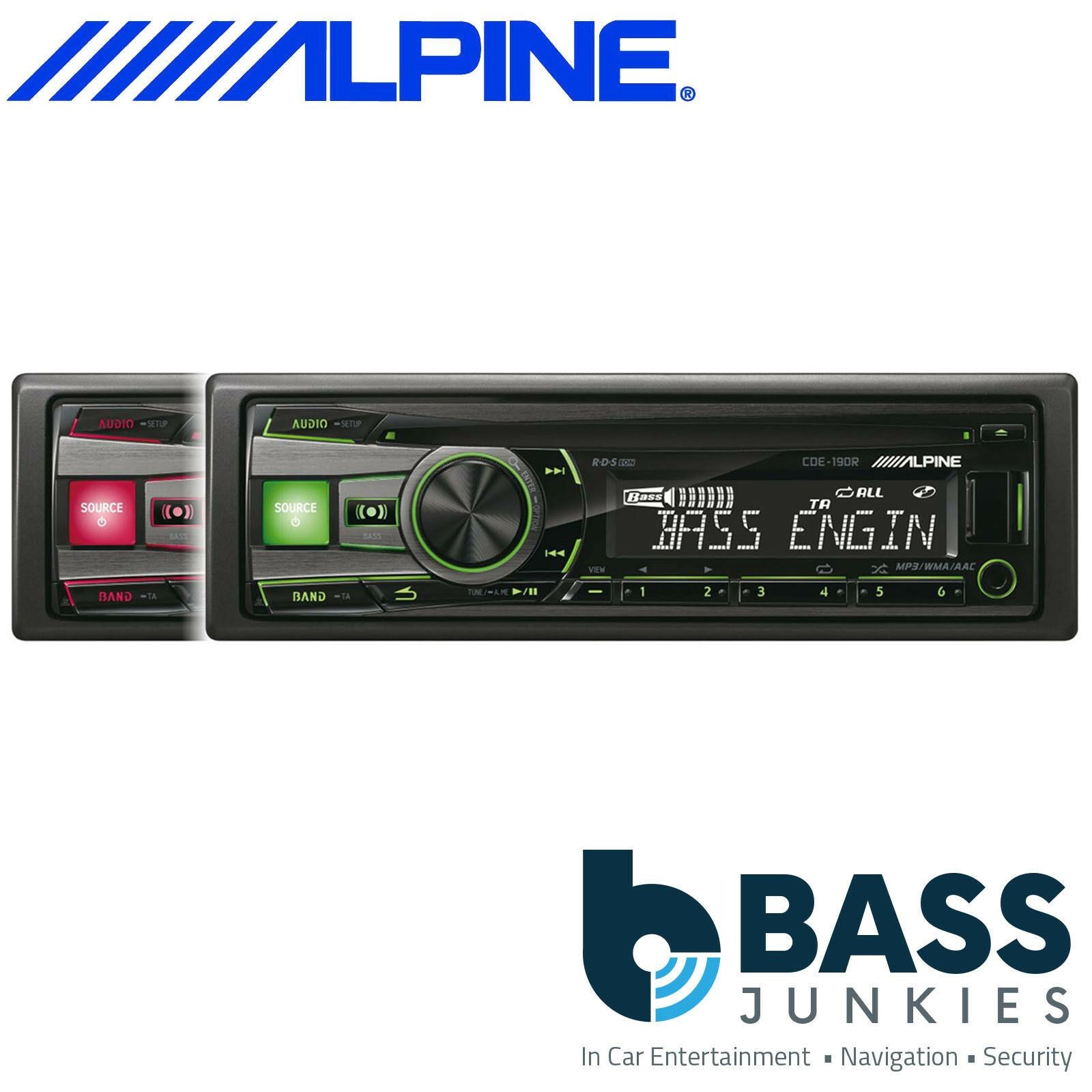 Alpine CDE-190R Single Din CD MP3 USB AUX Car Stereo Player Green or Red Display