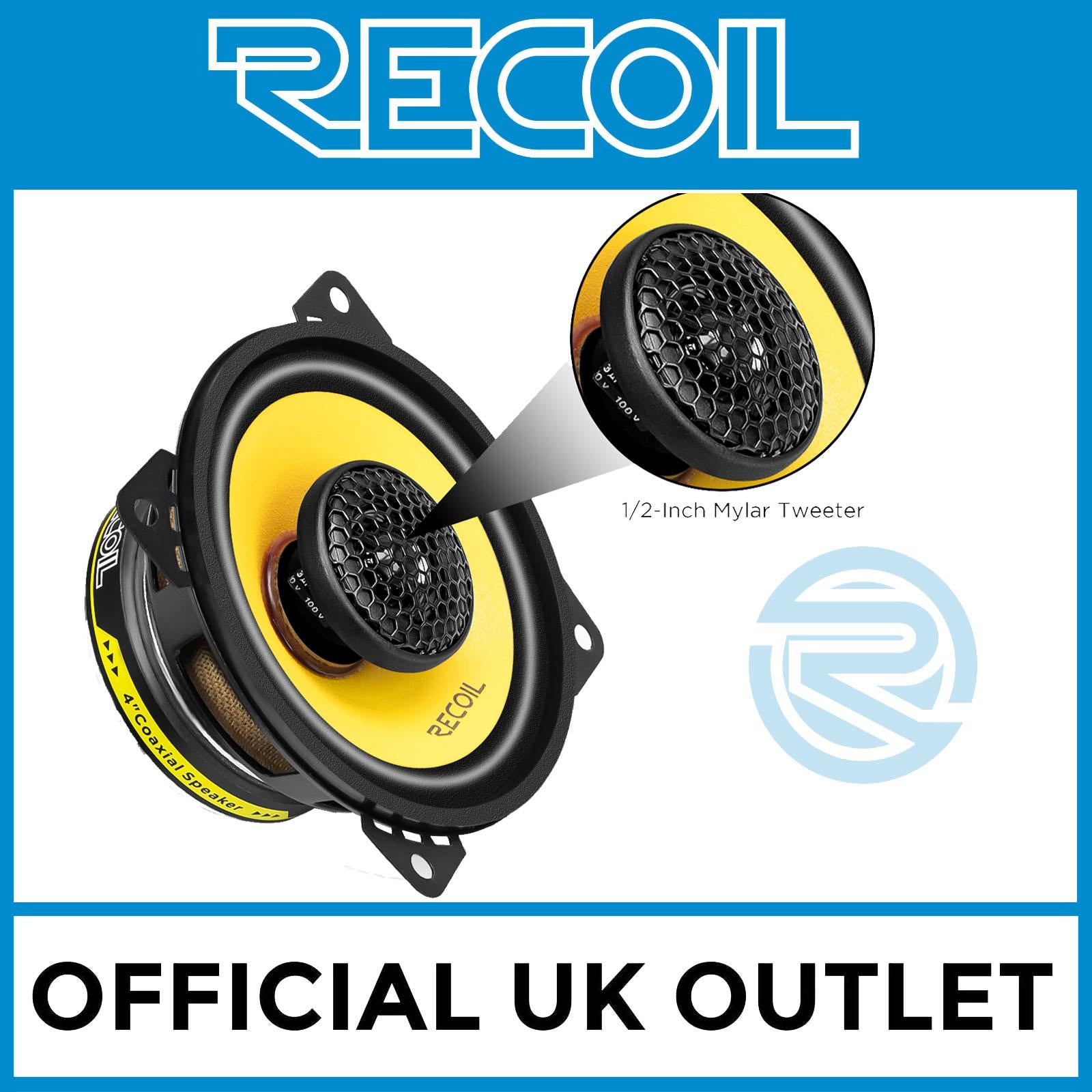Recoil RLX402 - 120 Watts 4" Inch 10cm 2-Way Coaxial Car Door Speakers Pair