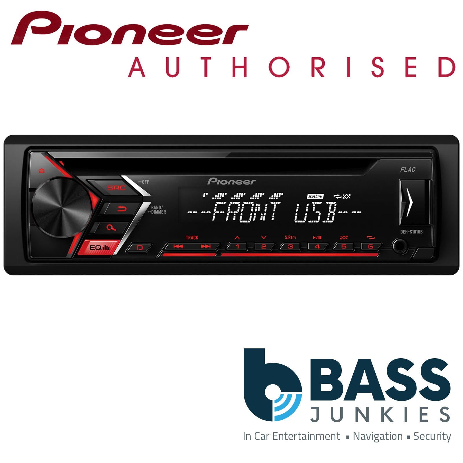 Pioneer DEH-S101UB Single Din USB CD MP3 AUX Car Stereo & Remote Red Display