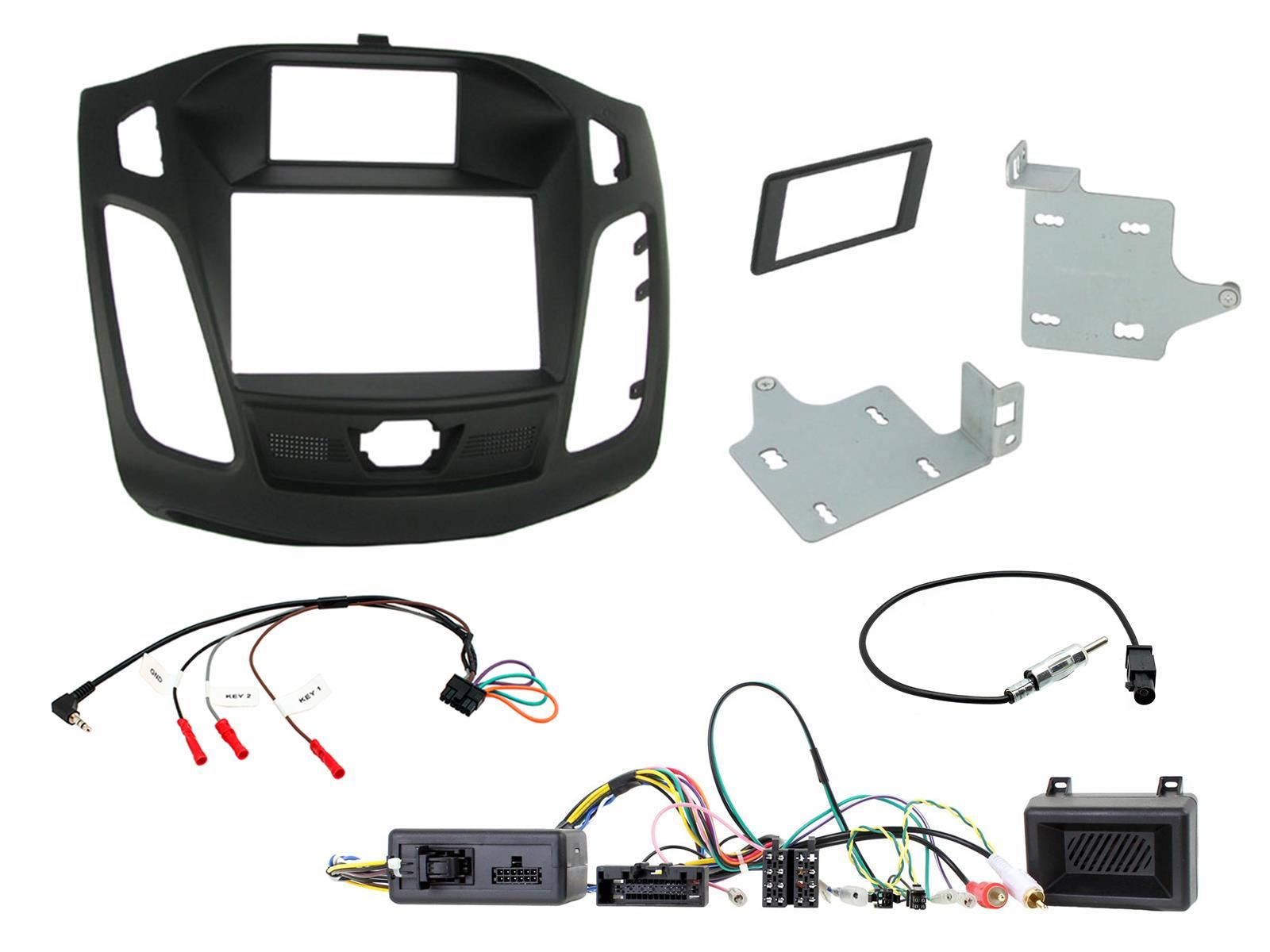Grundig 6.8" Apple Android Double Din Stereo Fitting Kit + Steering Wheel Stalk Controls to fit Ford Focus 2011-15