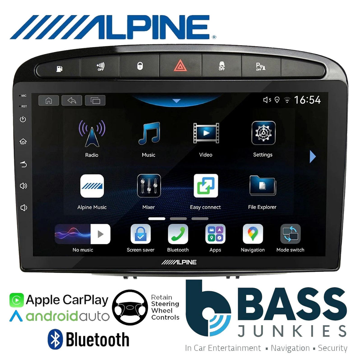 Alpine 9" CarPlay Android Car Stereo Kit For Peugeot 308 408 Black 2007 - 2013