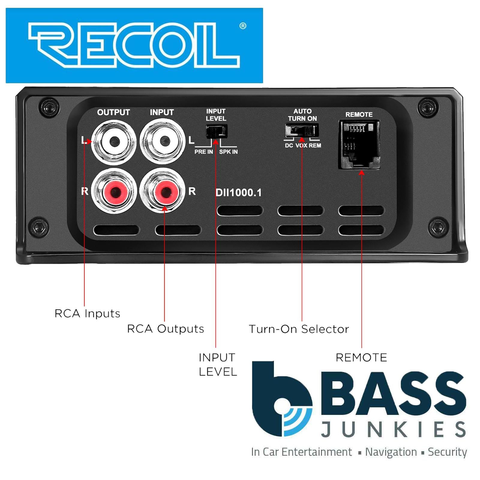 Recoil DII1000.1- 2000 Watts 2-4 Ohm Stable Class D Mono Car Audio Amp Amplifier
