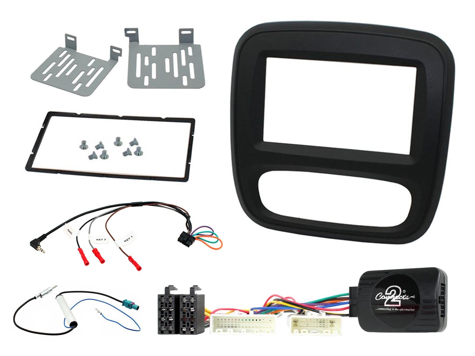 Connects2 CTKRT06 - Renault Traffic 2015 Onwards Double Din Fascia & Steering Wheel Interface Installation Kit